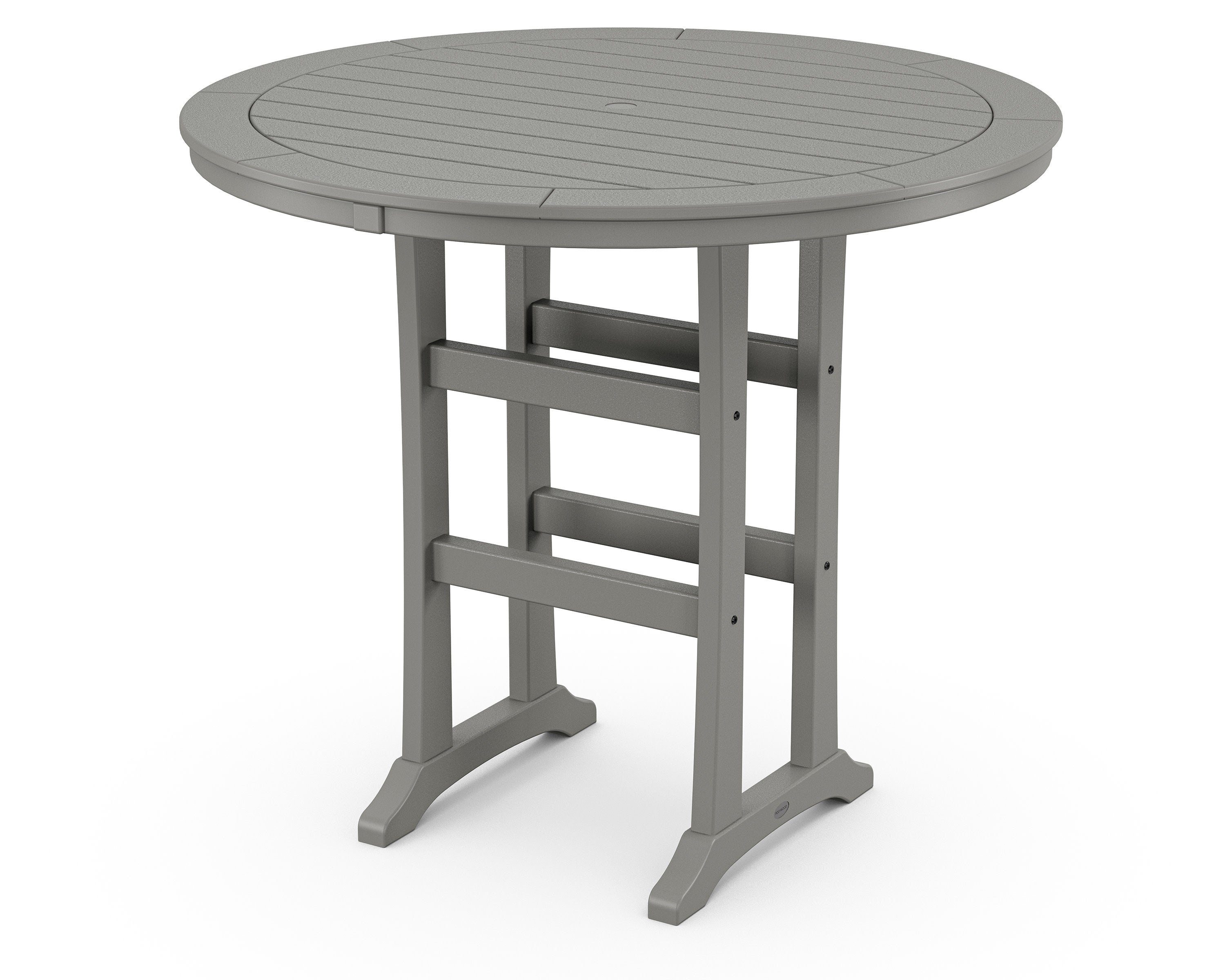 Nautical Trestle 48" Round Bar Table in Slate Grey