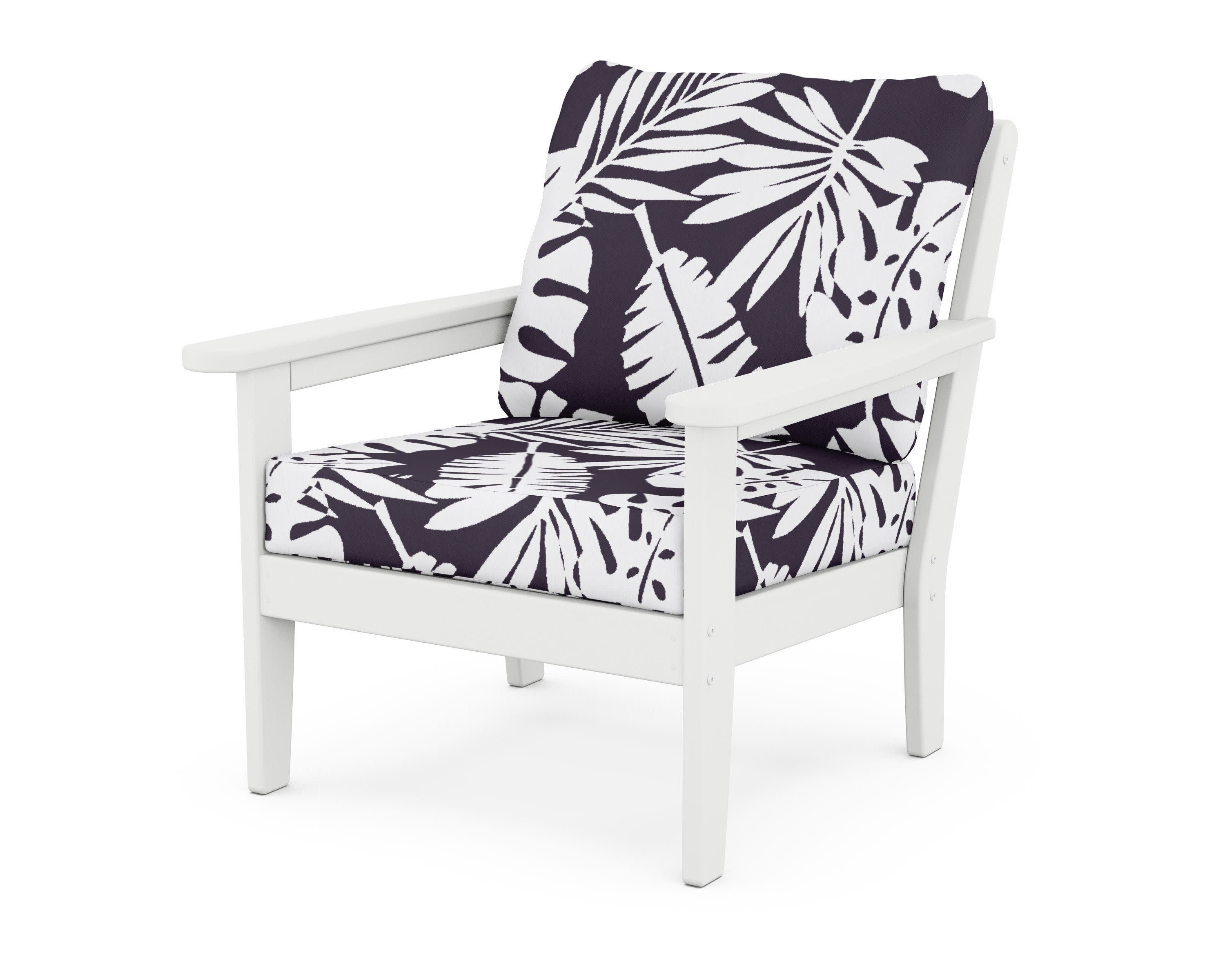 Cottage Deep Seating Chair in White / Leaf Navy