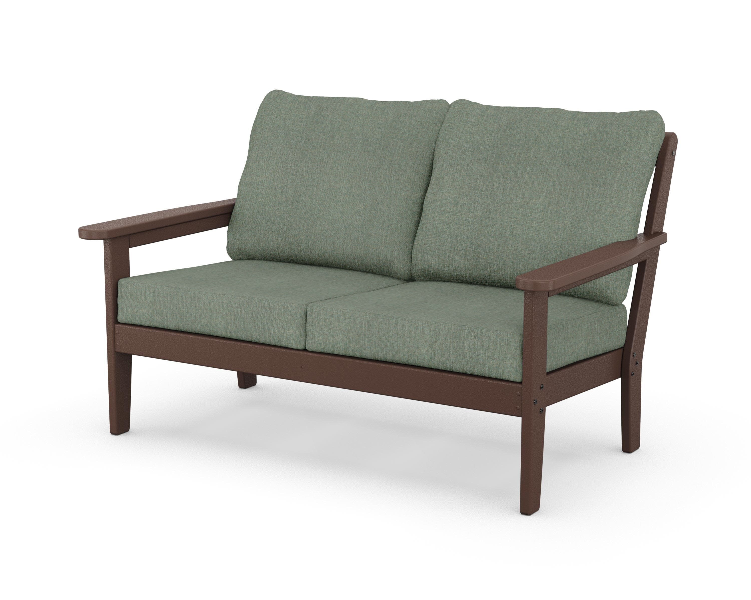 Cottage Deep Seating Loveseat in Mahogany / Cast Sage