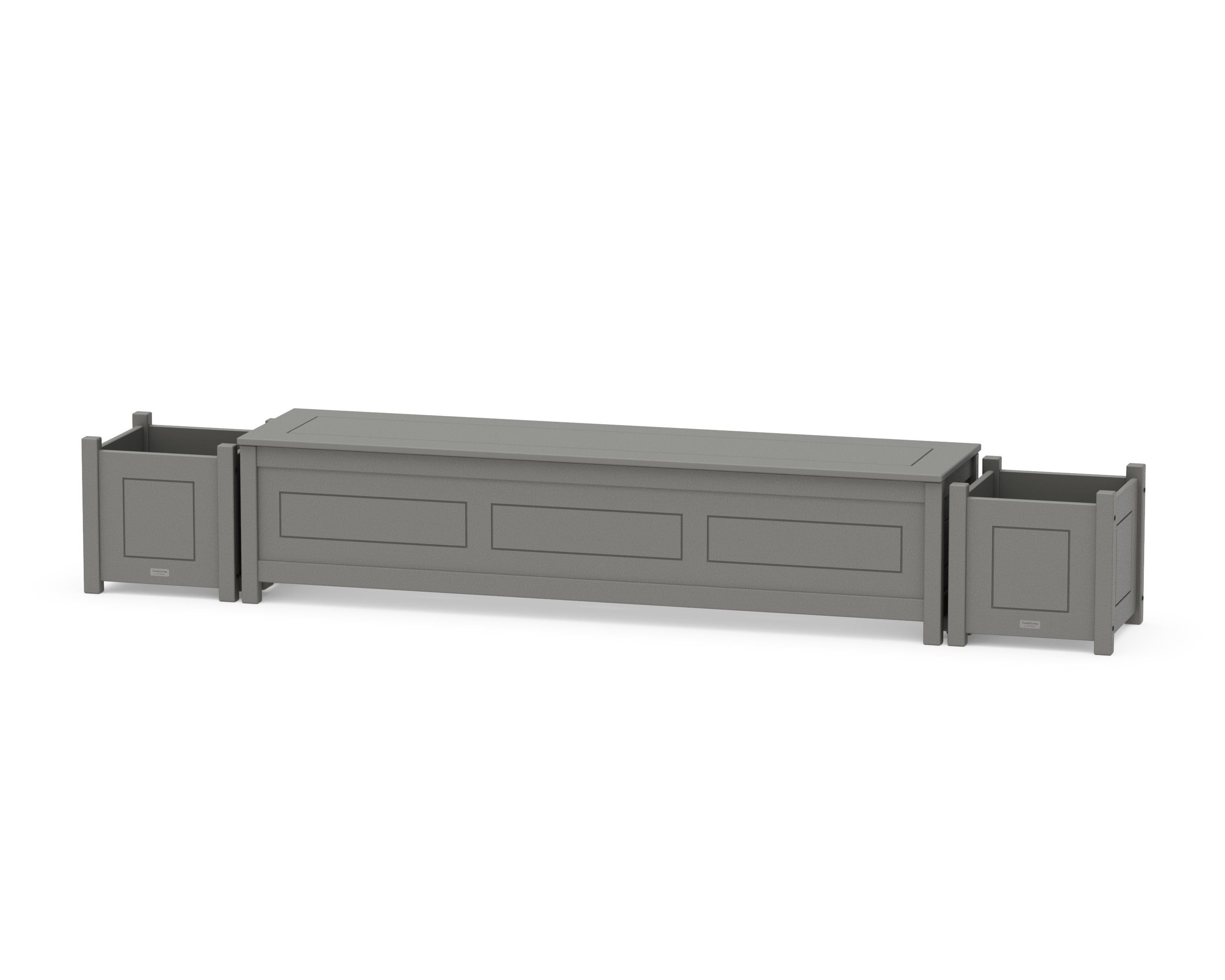 72" Country Living Straight Planter Storage Bench Set in Slate Grey