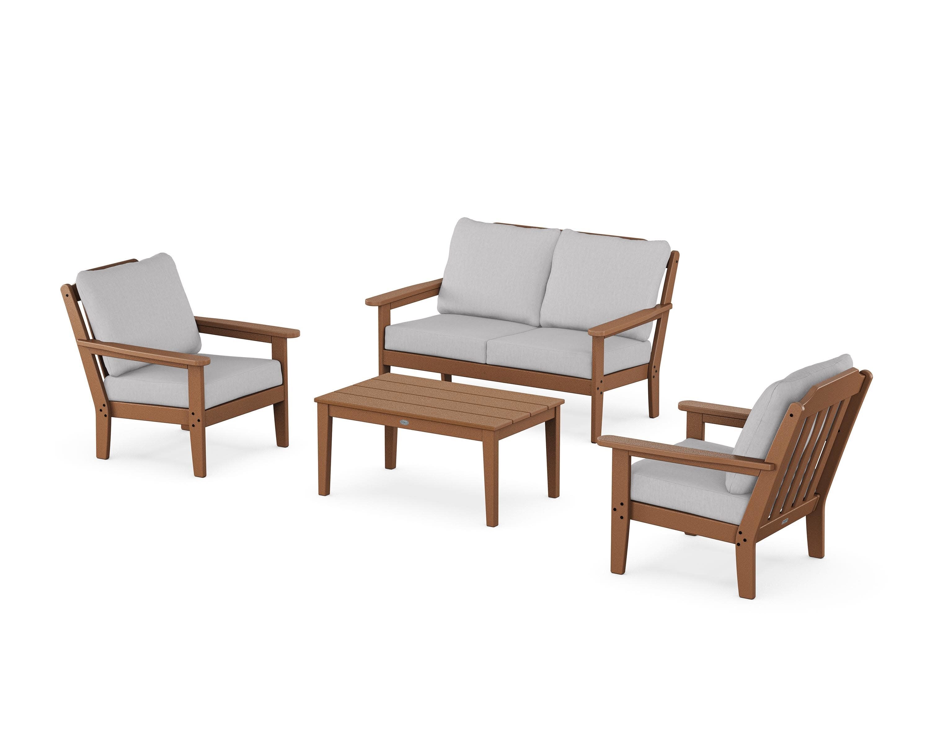 Cottage 4-Piece Deep Seating Set with Loveseat in Teak / Granite