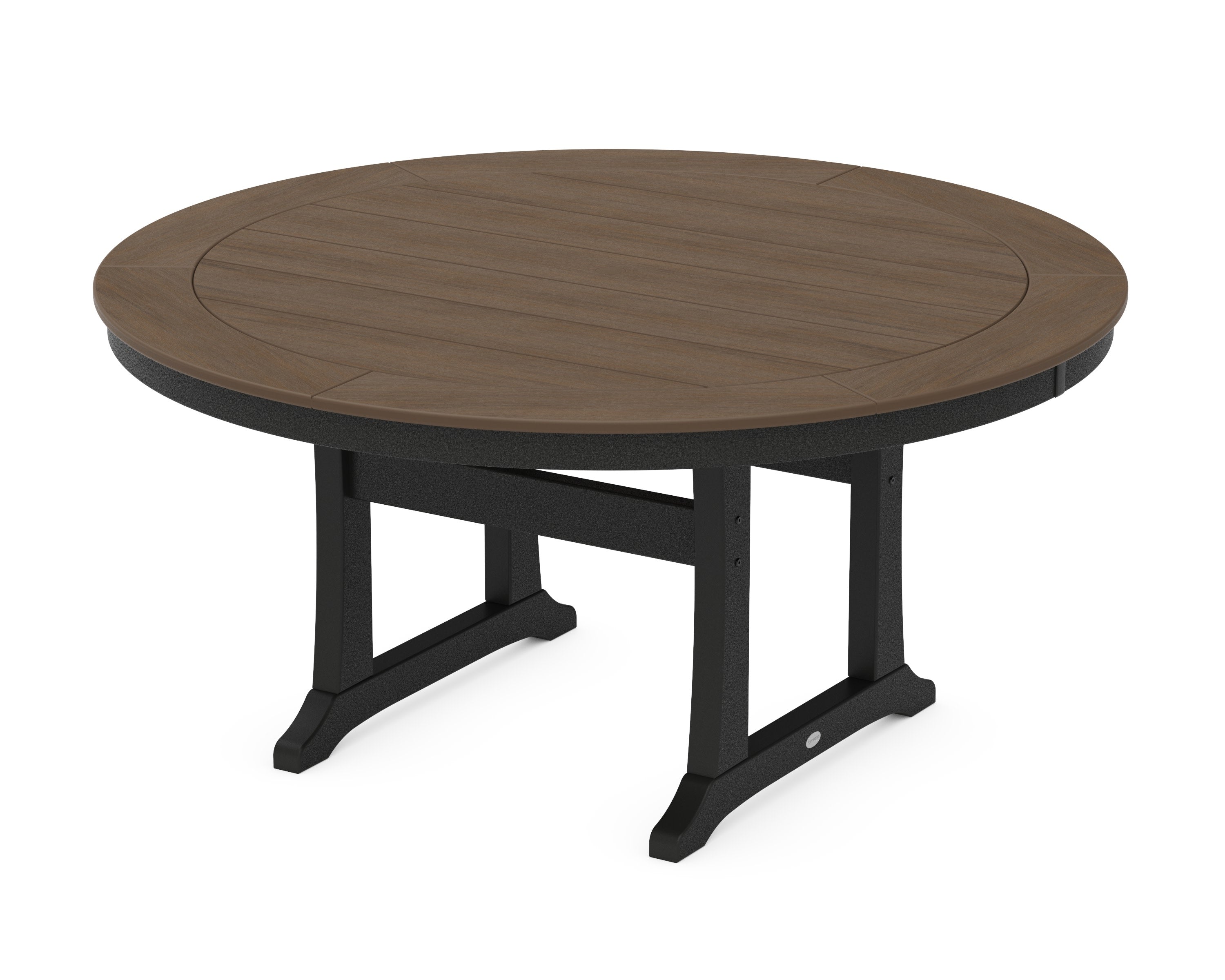 Nautical Trestle 60" Round Dining Table in Black / Kona