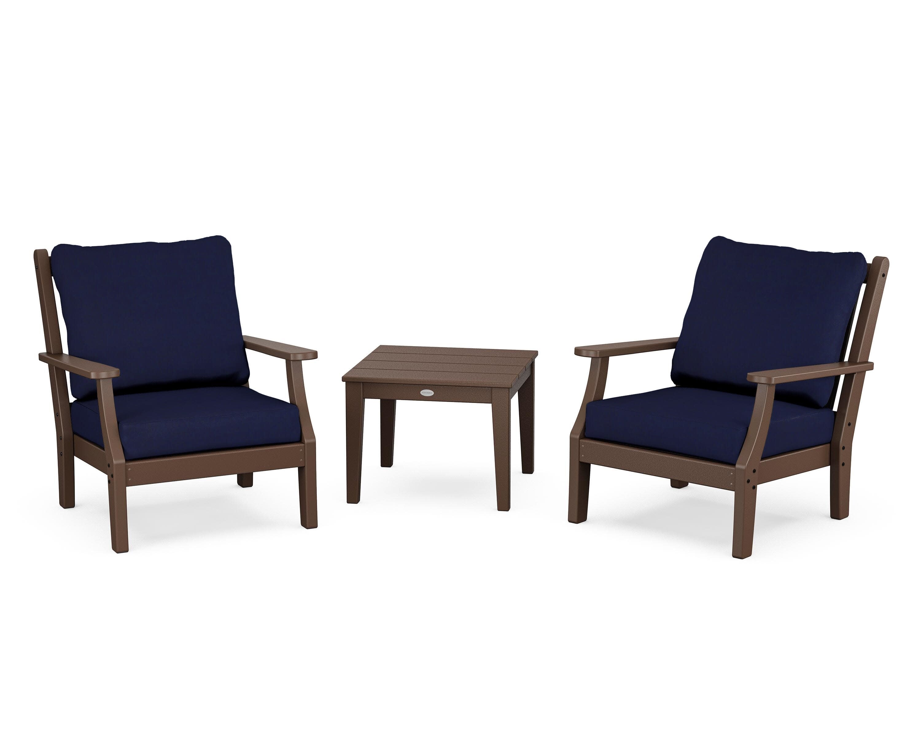 Wovendale 3-Piece Deep Seating Set in Mahogany / Navy