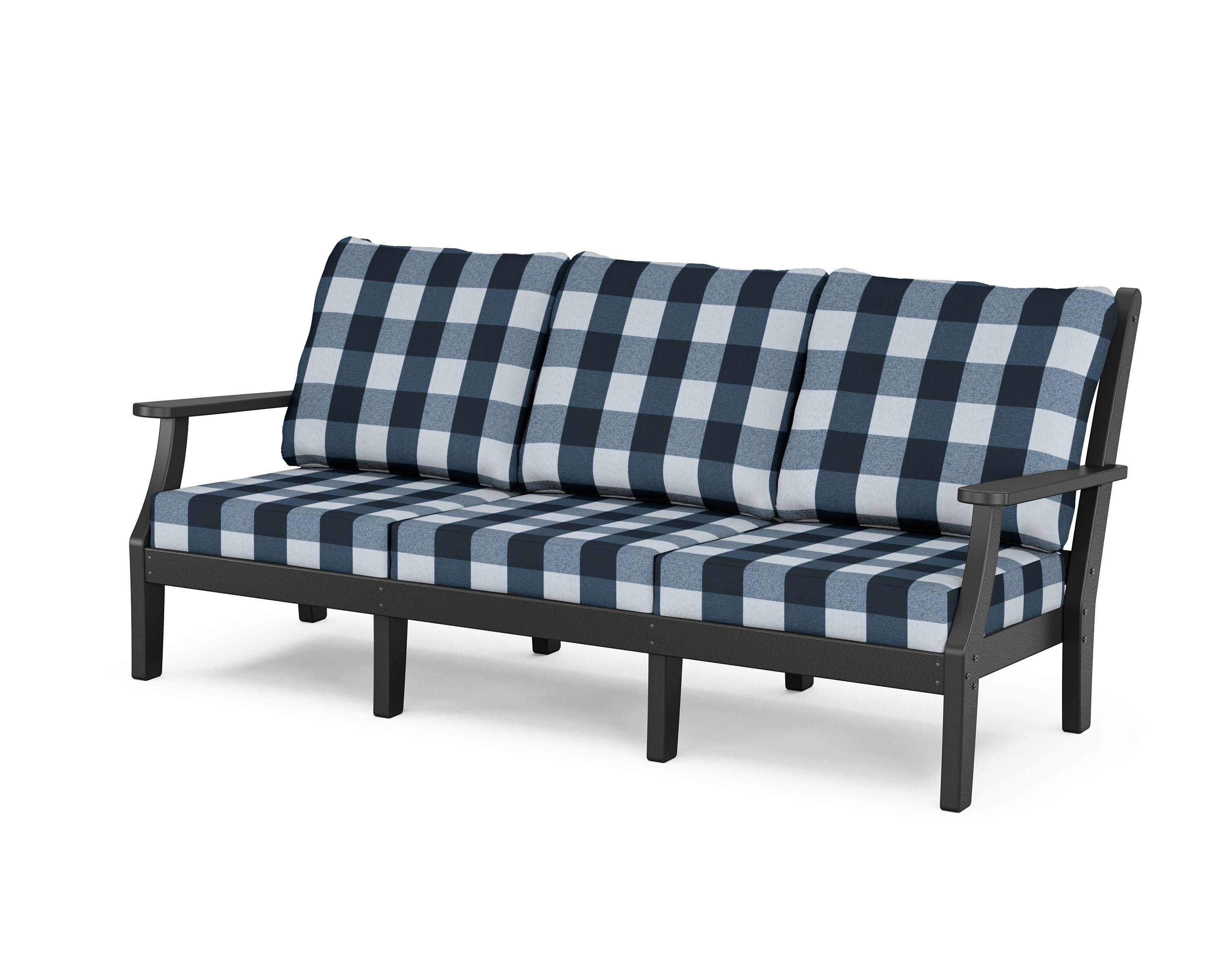 Wovendale Deep Seating Sofa in Black / Buffalo Plaid Marine Indigo