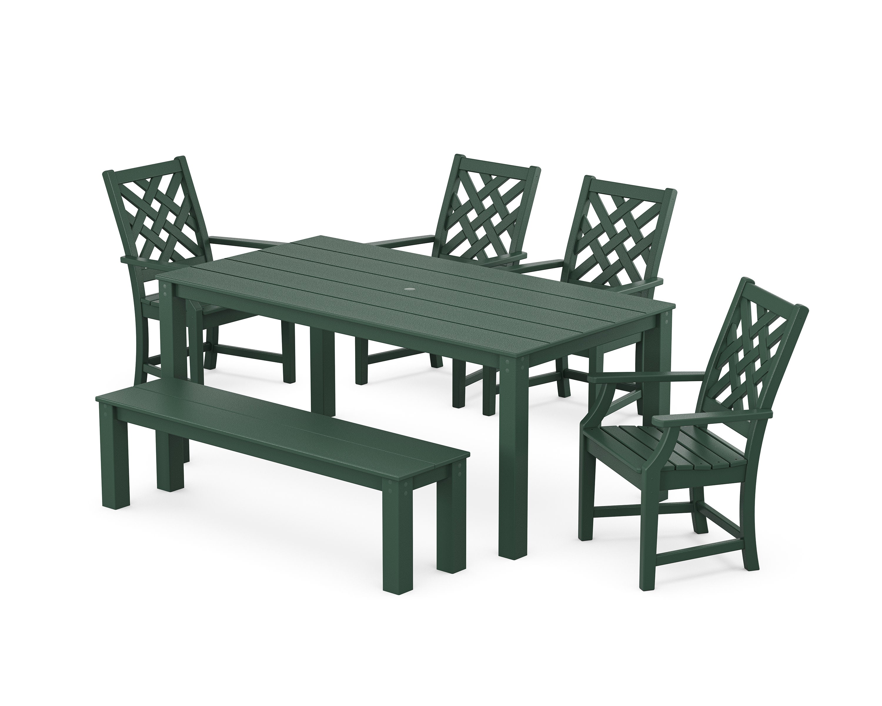 Wovendale 6-Piece Parsons Dining Set with Bench in Green