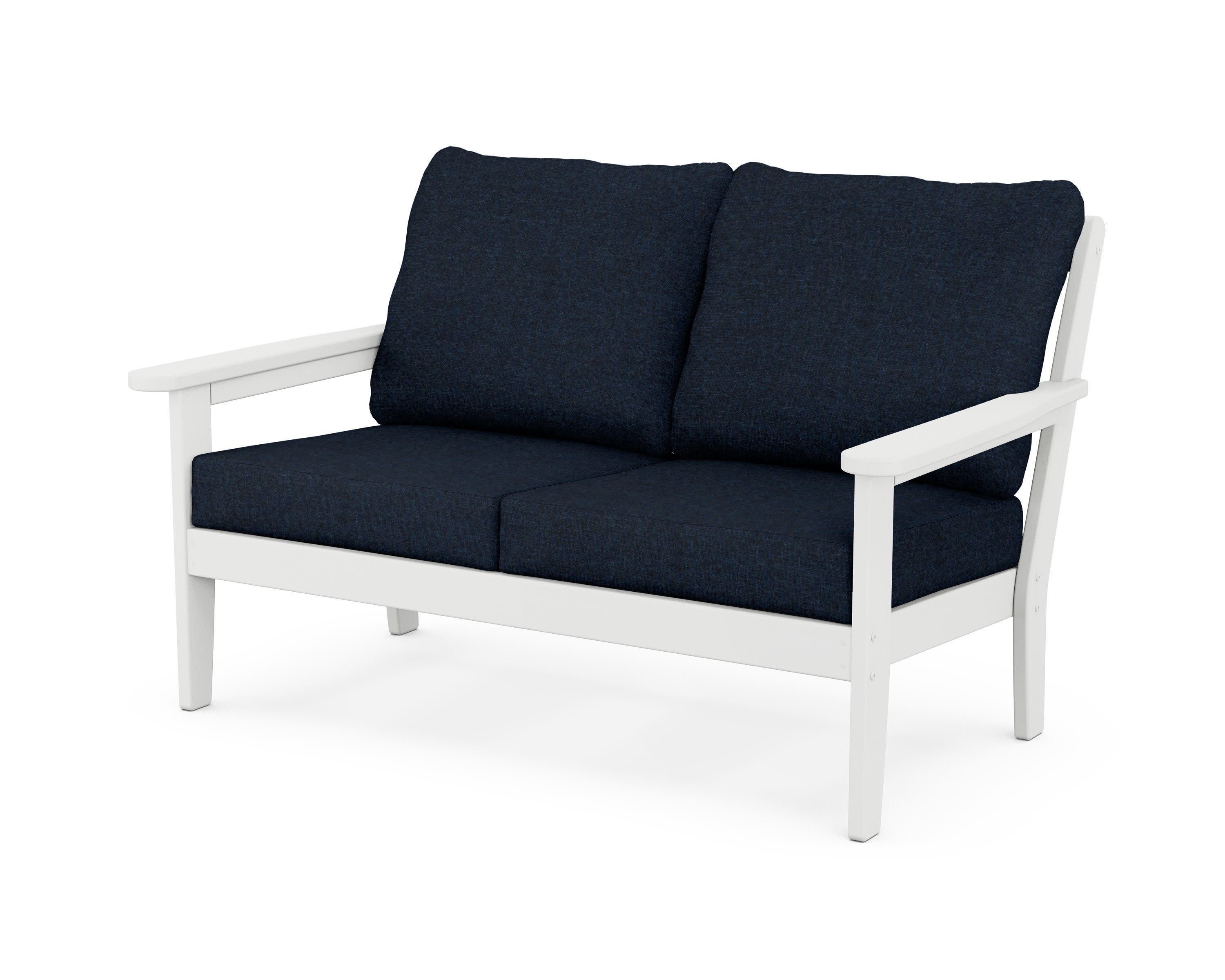 Cottage Deep Seating Loveseat in White / Marine Indigo