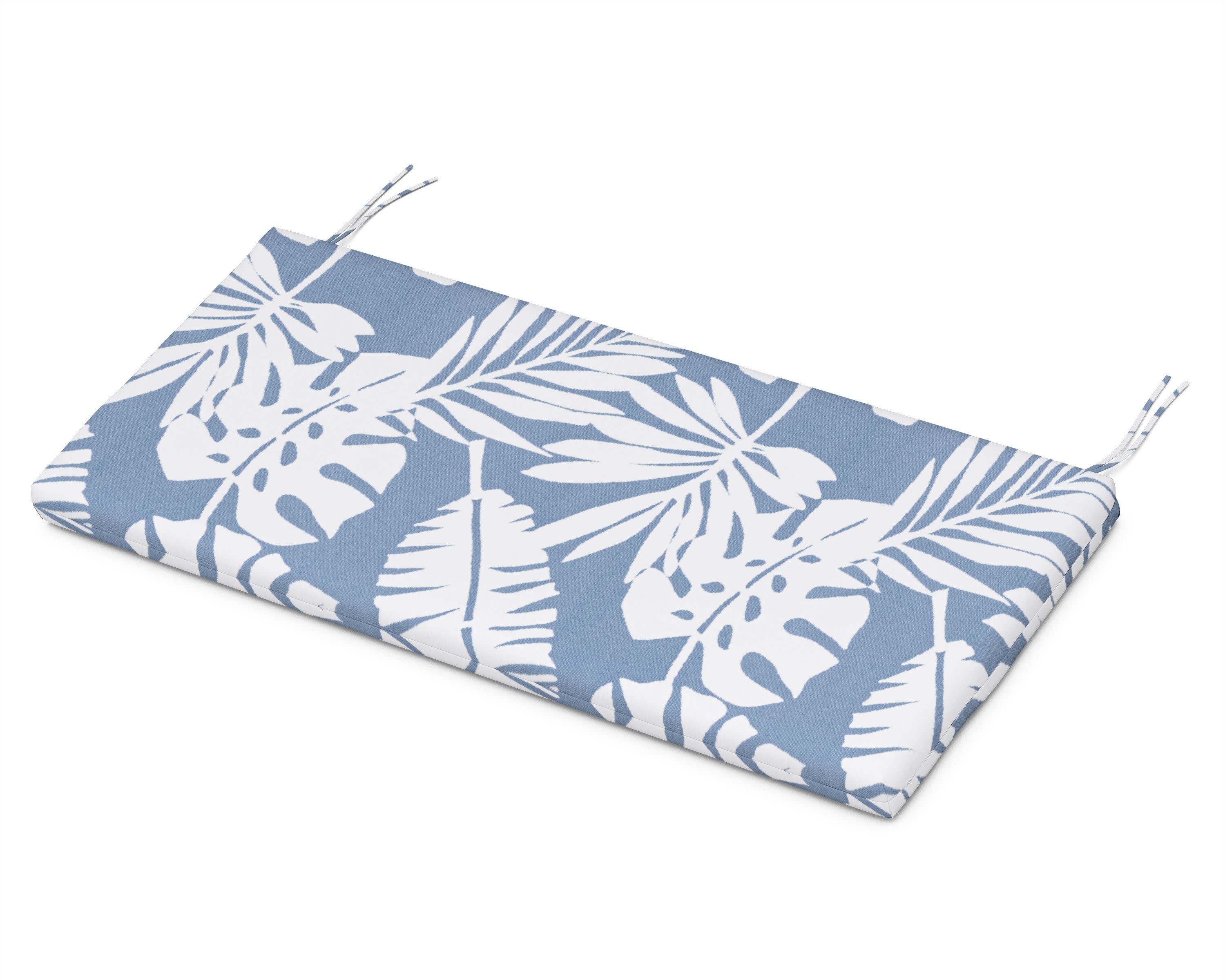 Bench Seat Cushion - 18.5"D x 43.5"W x 2.5"H in Leaf Sky Blue