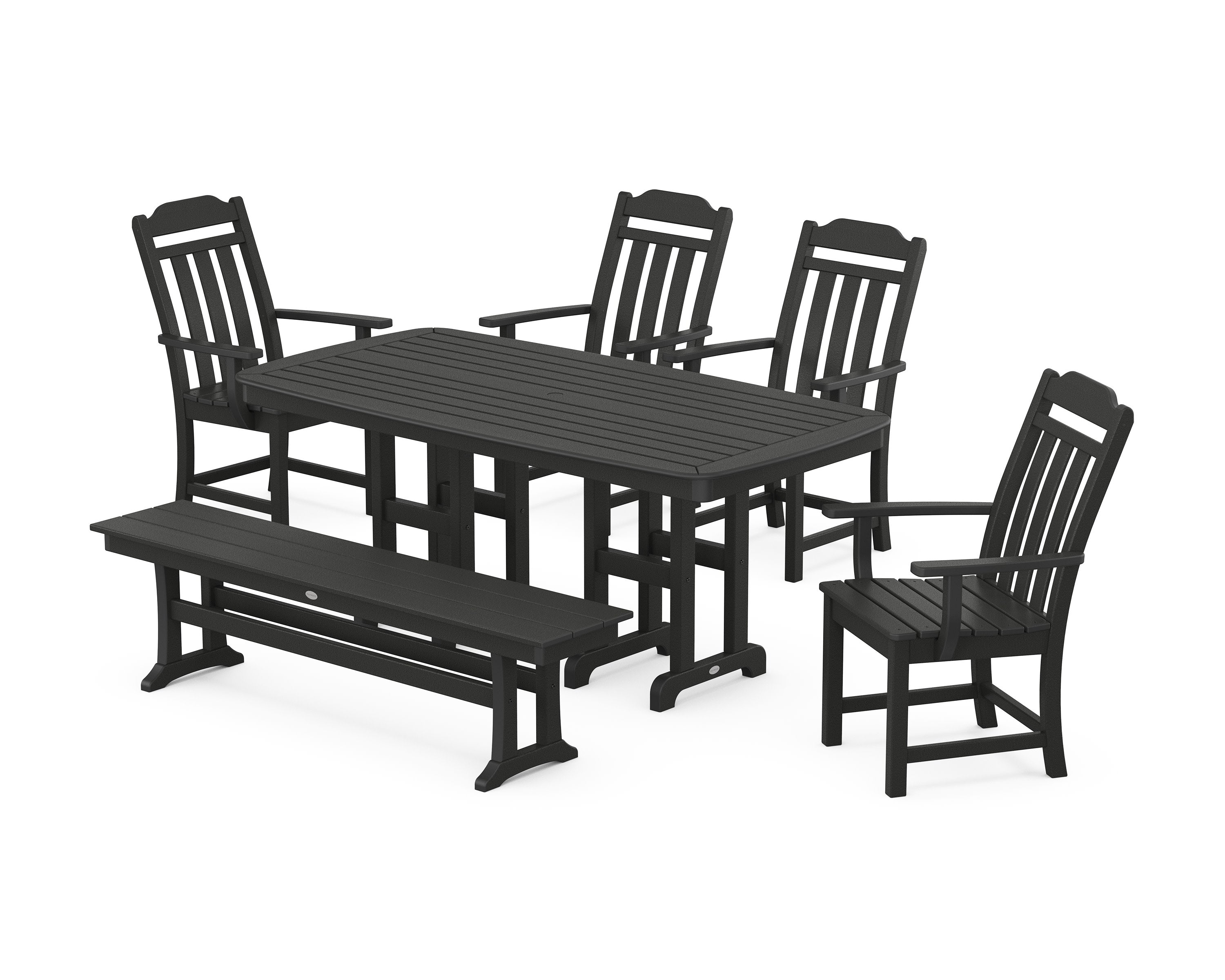 Cottage 6-Piece Dining Set with Bench in Black