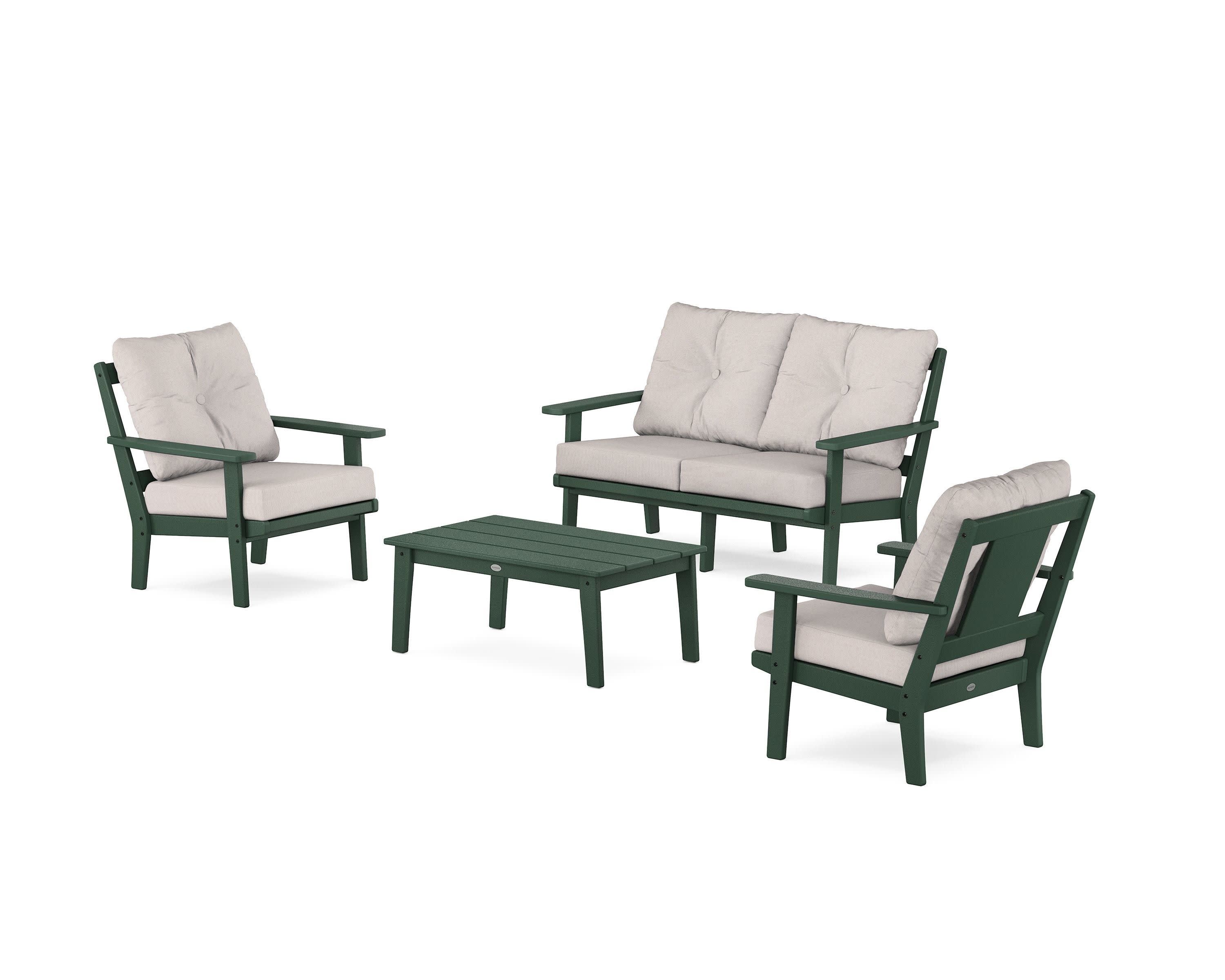 Prairie 4-Piece Deep Seating Set with Loveseat in Green / Dune Burlap