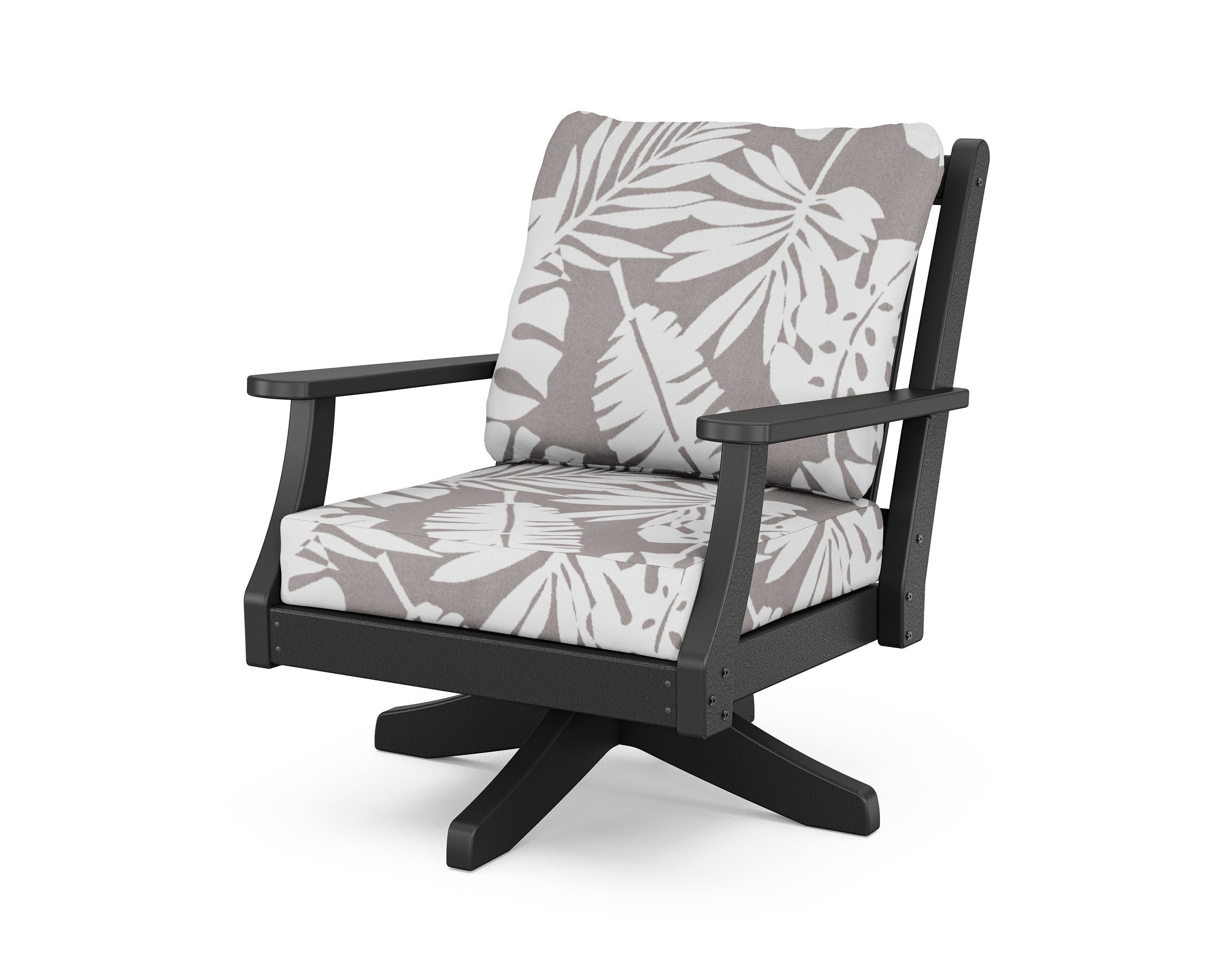 Wovendale Deep Seating Swivel Chair in Black / Leaf Grey Mist
