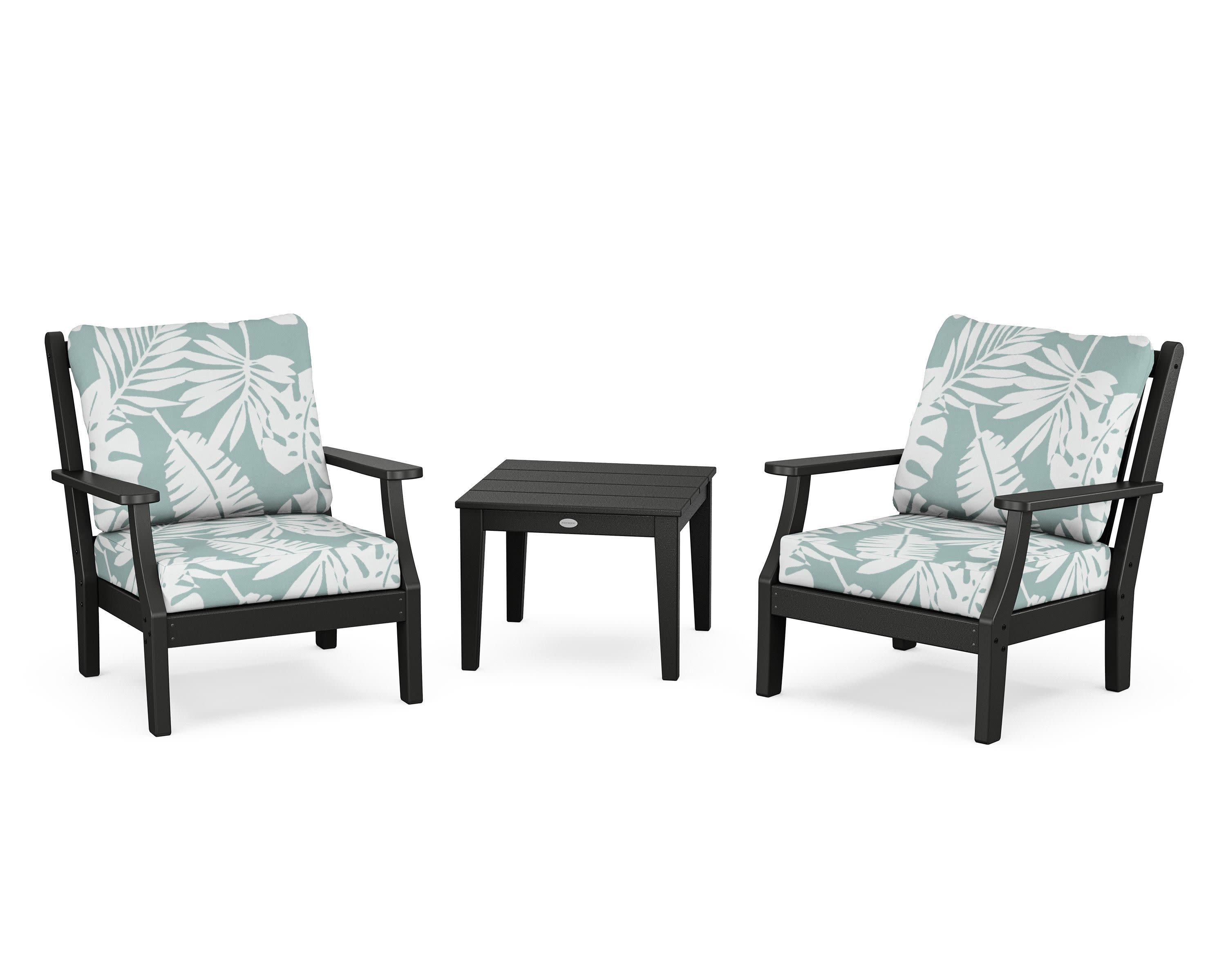 Wovendale 3-Piece Deep Seating Set in Black / Leaf Glacier Spa