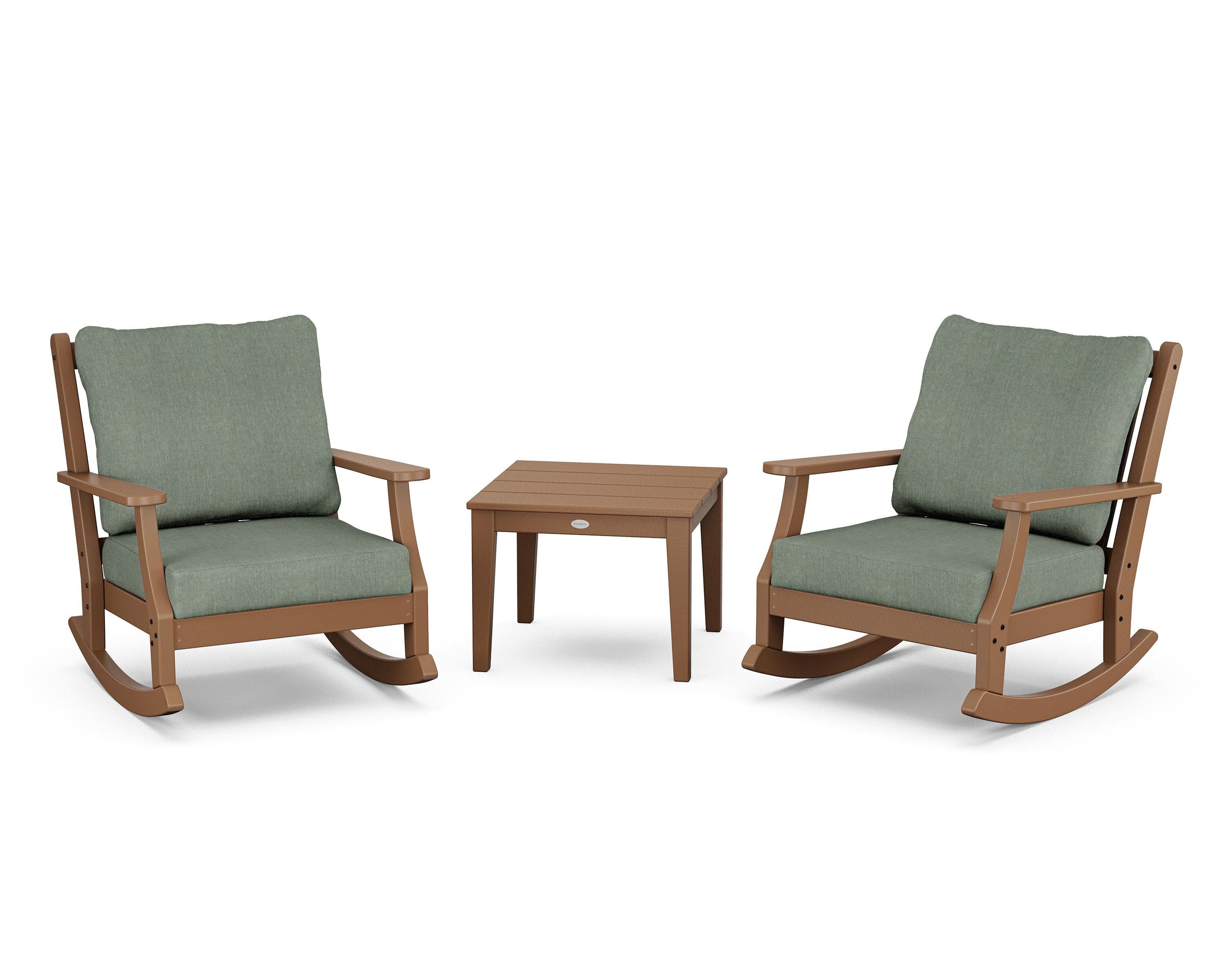 Wovendale 3-Piece Deep Seating Rocker Set in Teak / Cast Sage