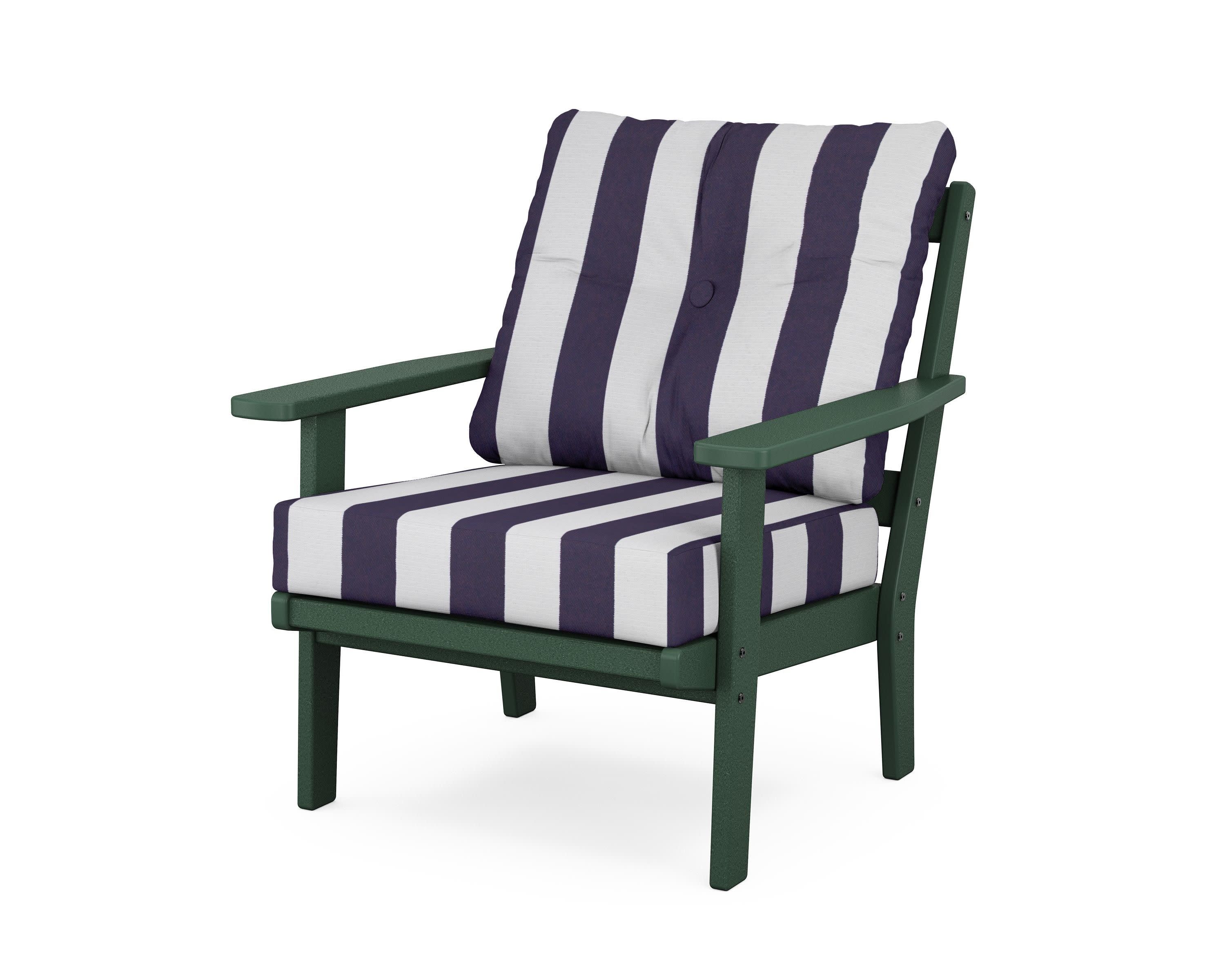 Prairie Deep Seating Chair in Green / Cabana Stripe Navy