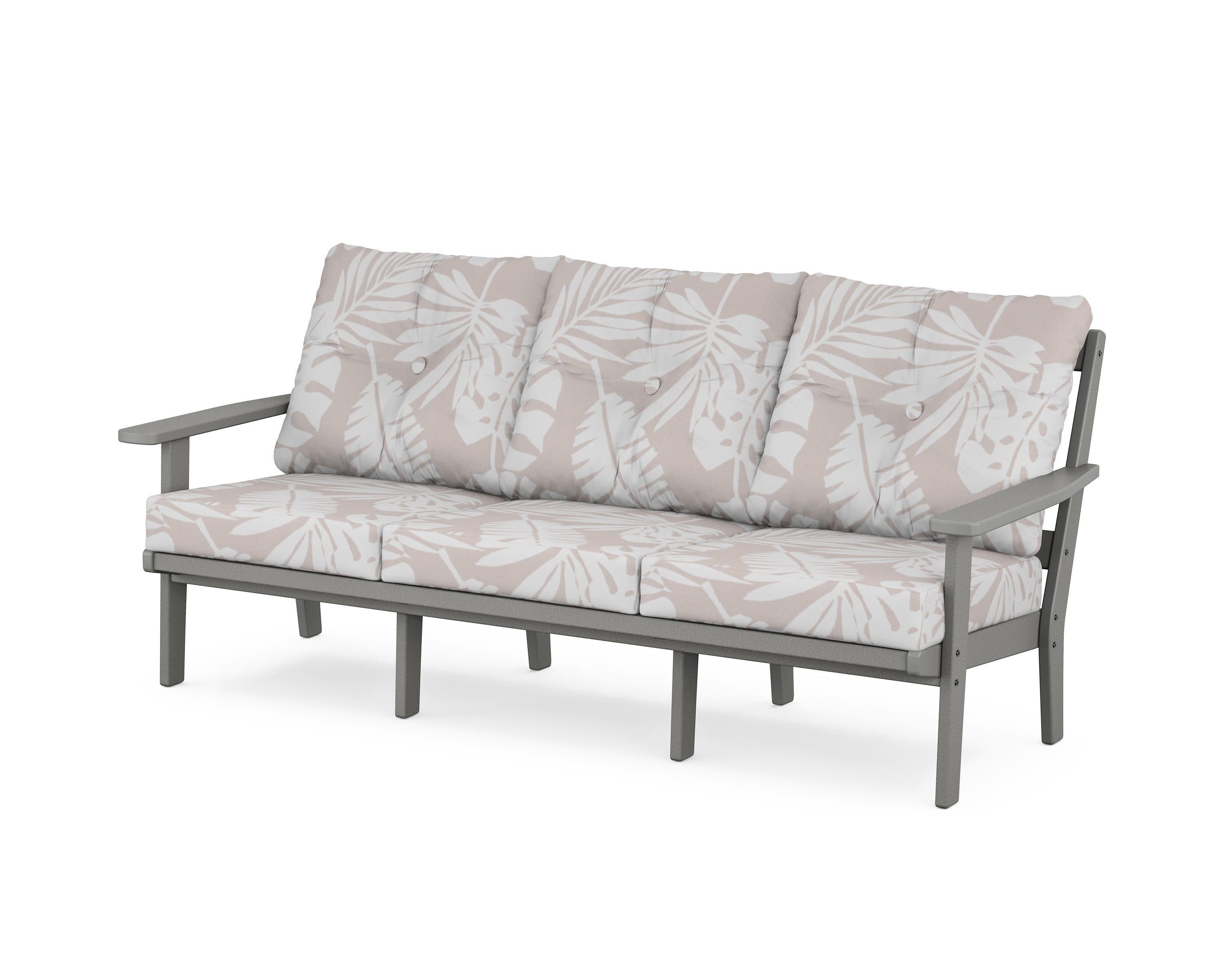 PrairieDeep Seating Sofa in Slate Grey / Leaf Dune Burlap