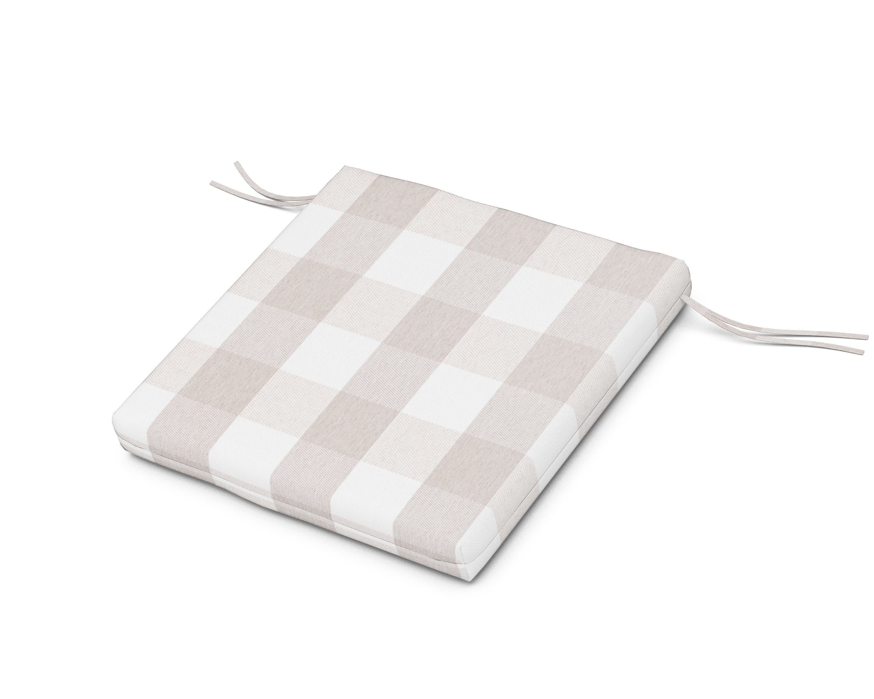 Seat Cushion - 20"D x 20"W x 2.5"H in Buffalo Plaid Dune Burlap