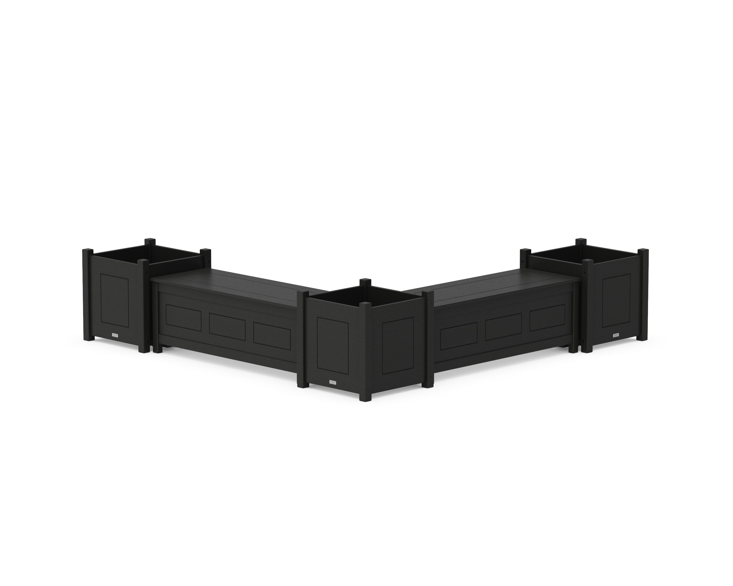 48" Country Living L- Shaped Planter Storage Bench Corner Set- Large in Black