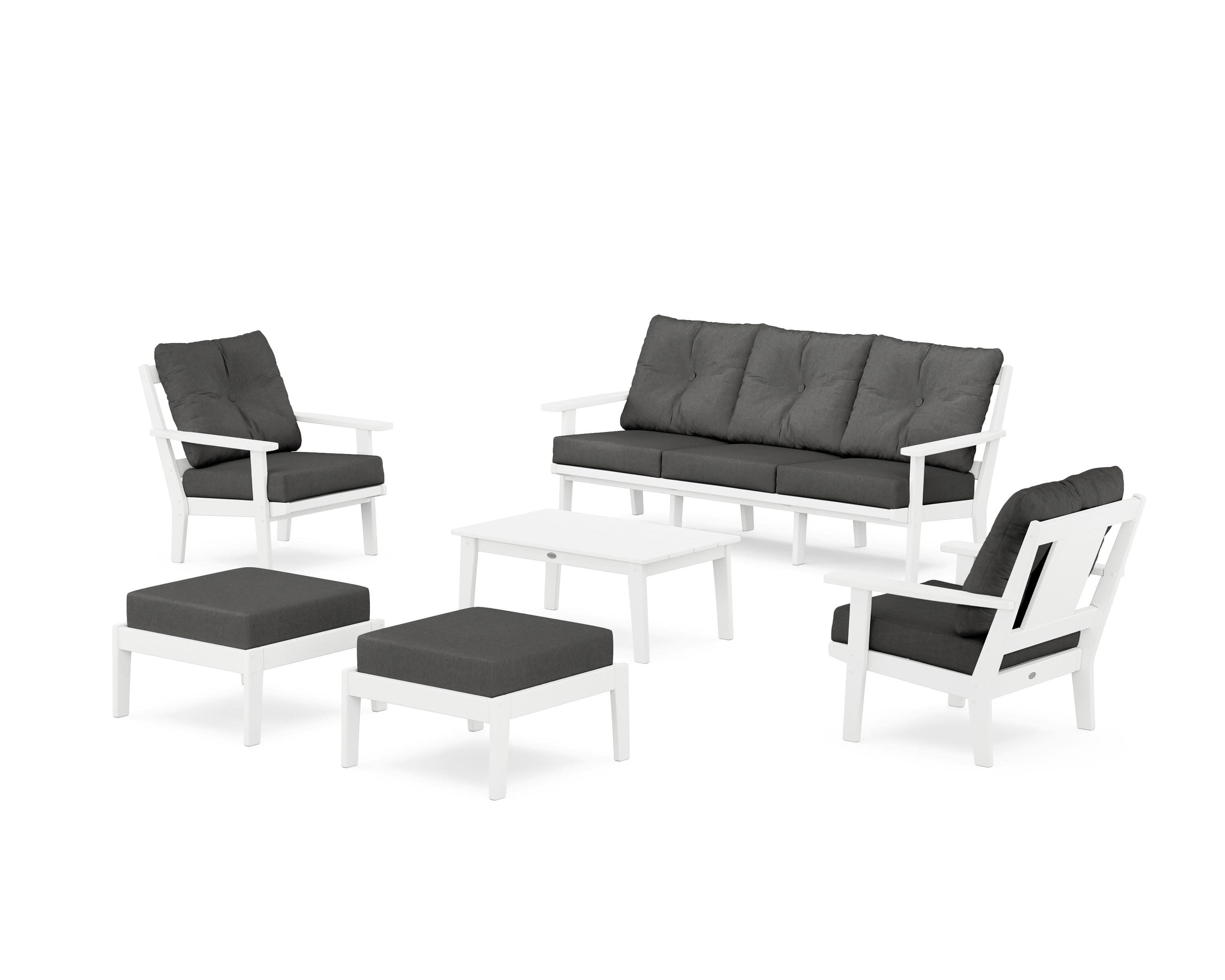 Prairie 6-Piece Lounge Sofa Set in White / Spectrum Carbon