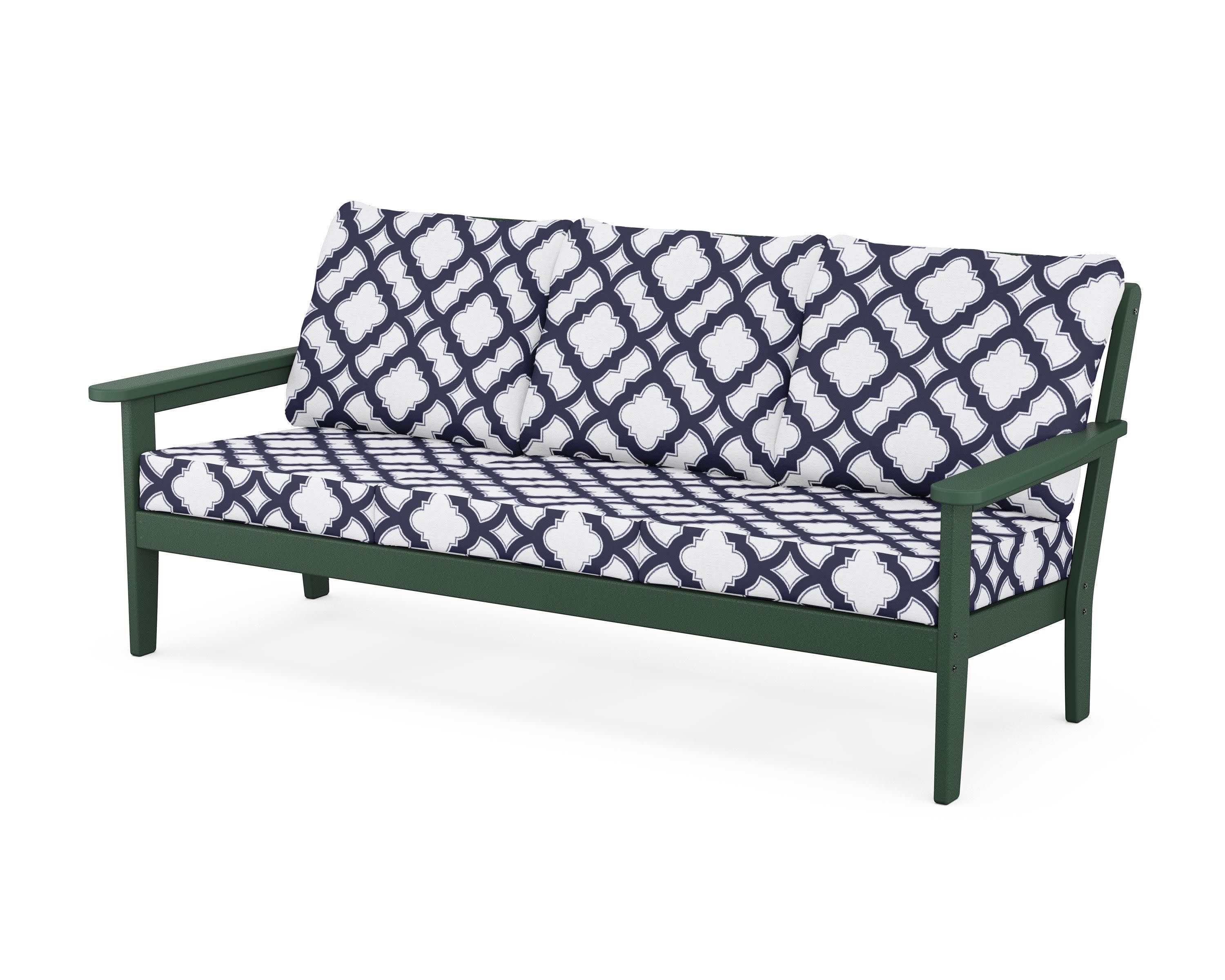 Cottage Deep Seating Sofa in Green / Trellis Navy