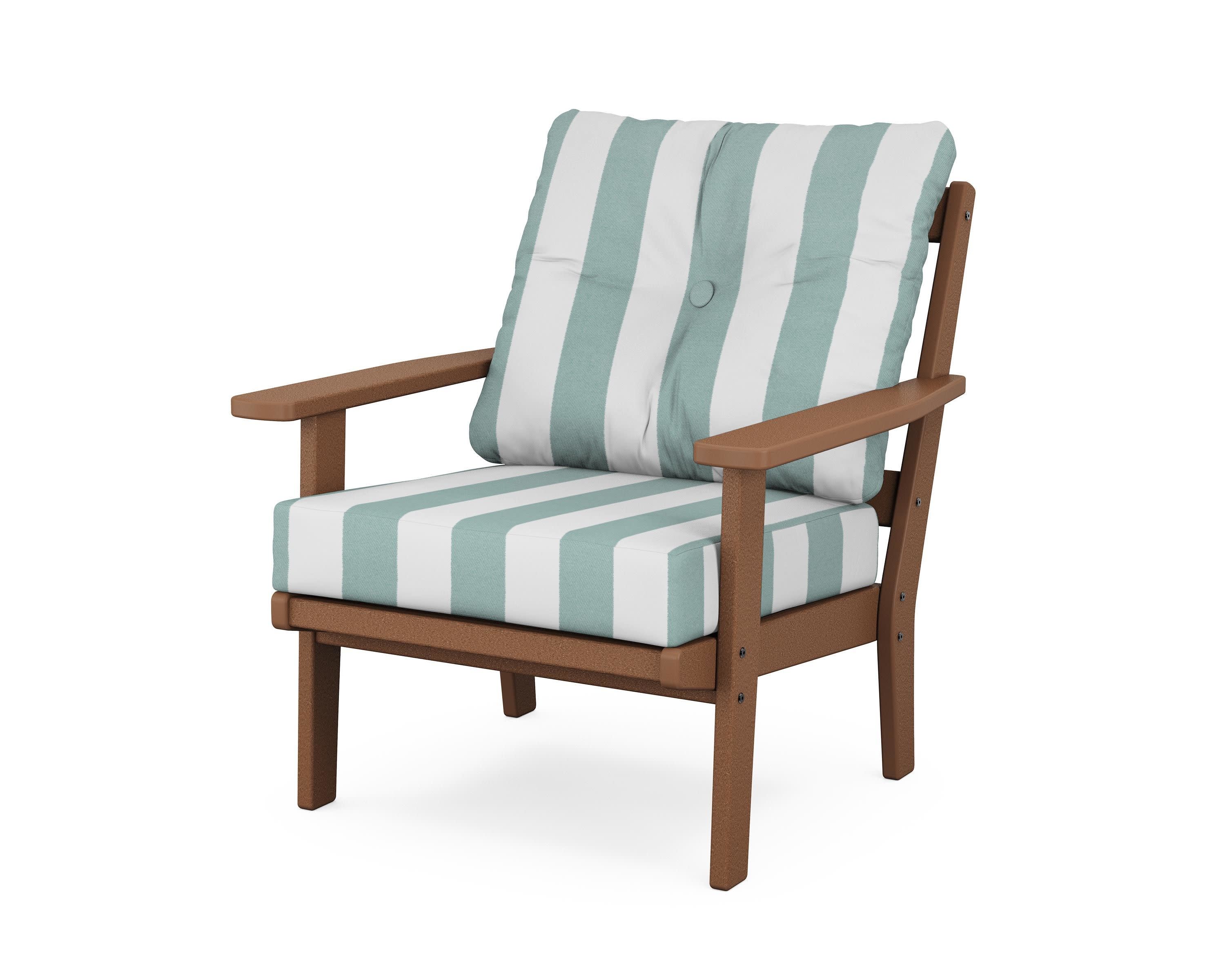 Prairie Deep Seating Chair in Teak / Cabana Stripe Glacier Spa