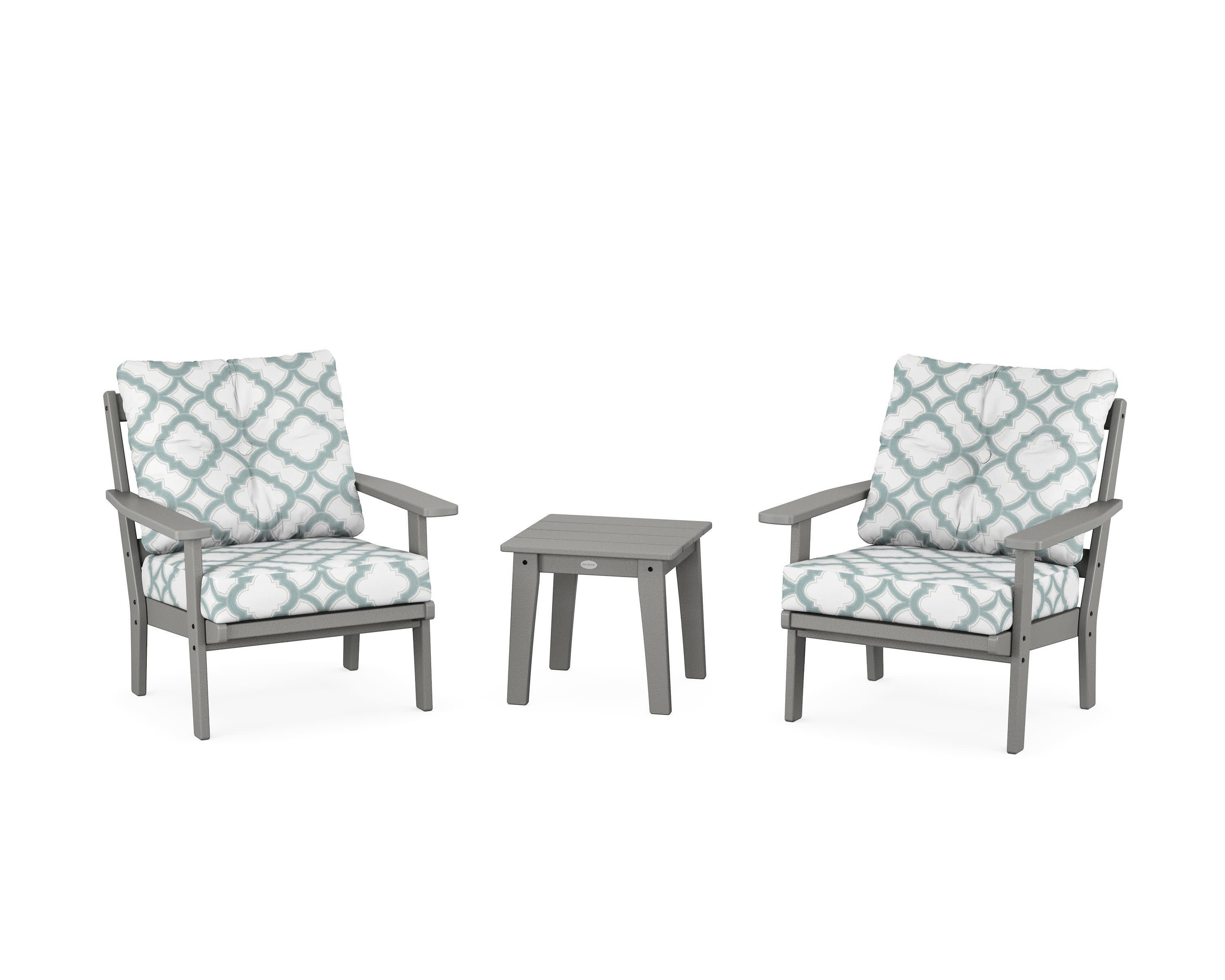 Prairie 3-Piece Deep Seating Set in Slate Grey / Trellis Glacier Spa
