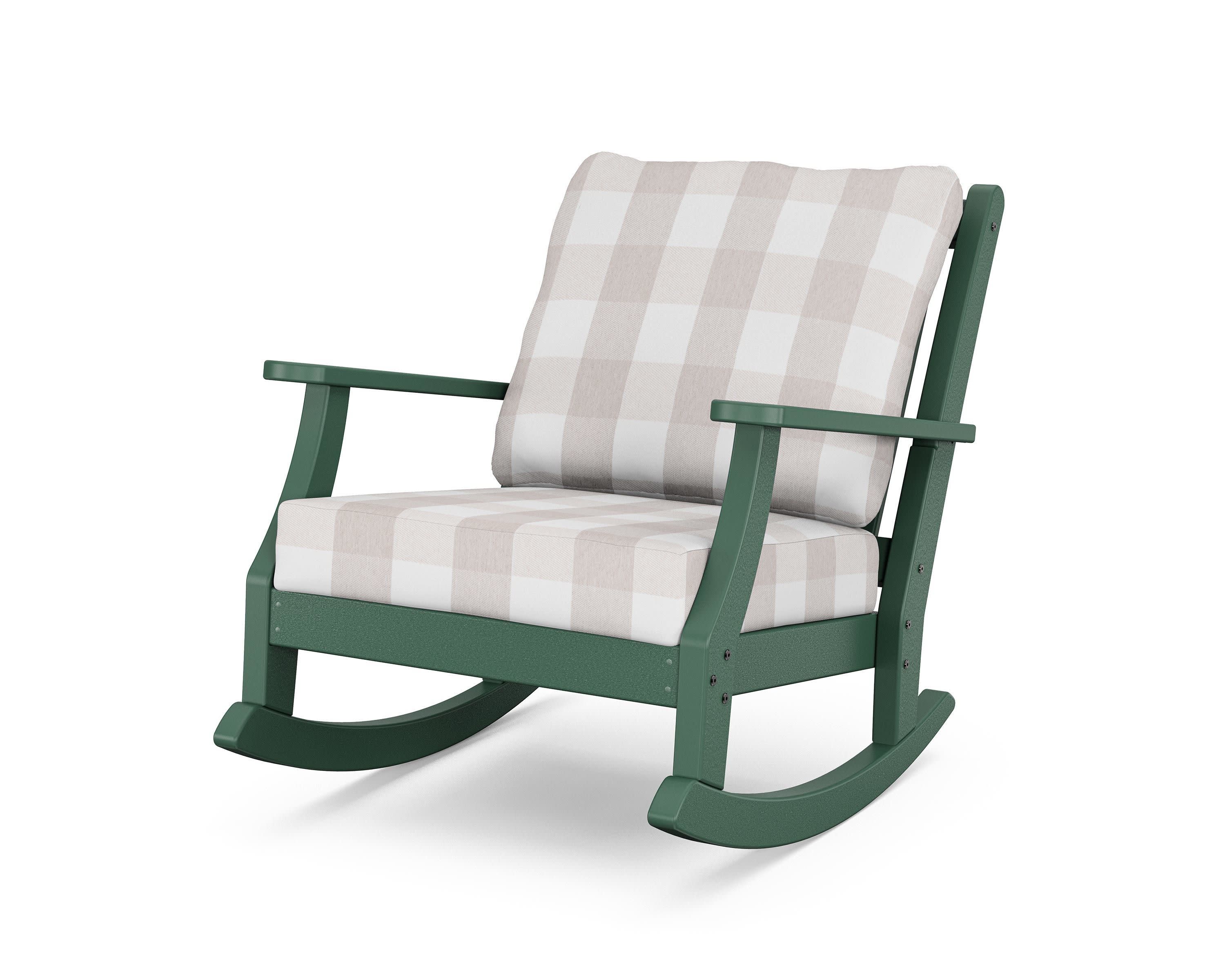 Wovendale Deep Seating Rocking Chair in Green / Buffalo Plaid Dune Burlap