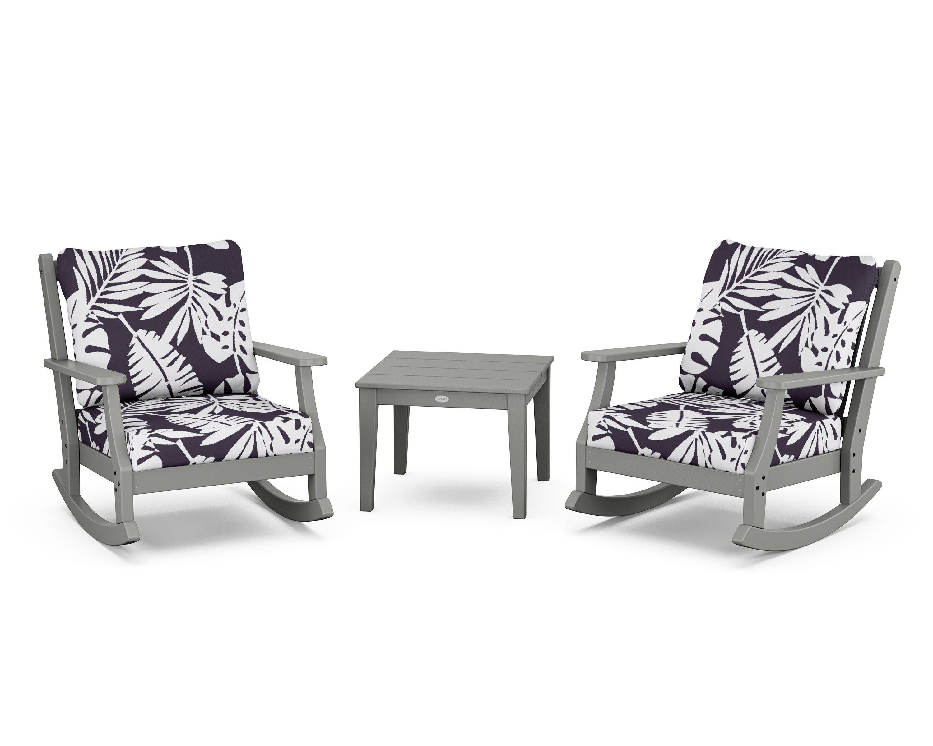 Wovendale 3-Piece Deep Seating Rocker Set in Slate Grey / Leaf Navy