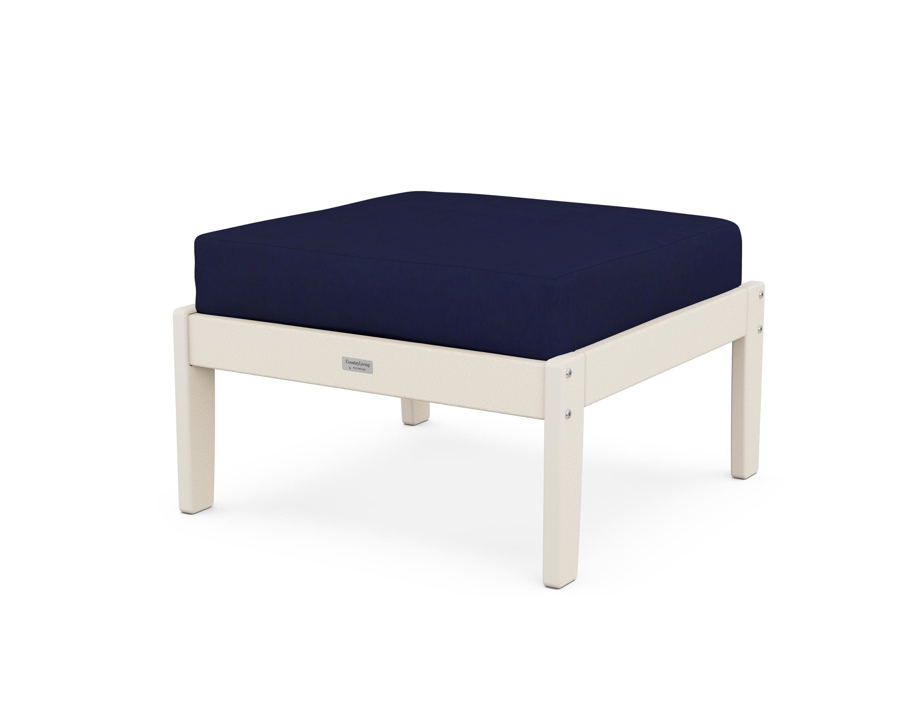 Cottage Deep Seating Ottoman in Sand / Navy