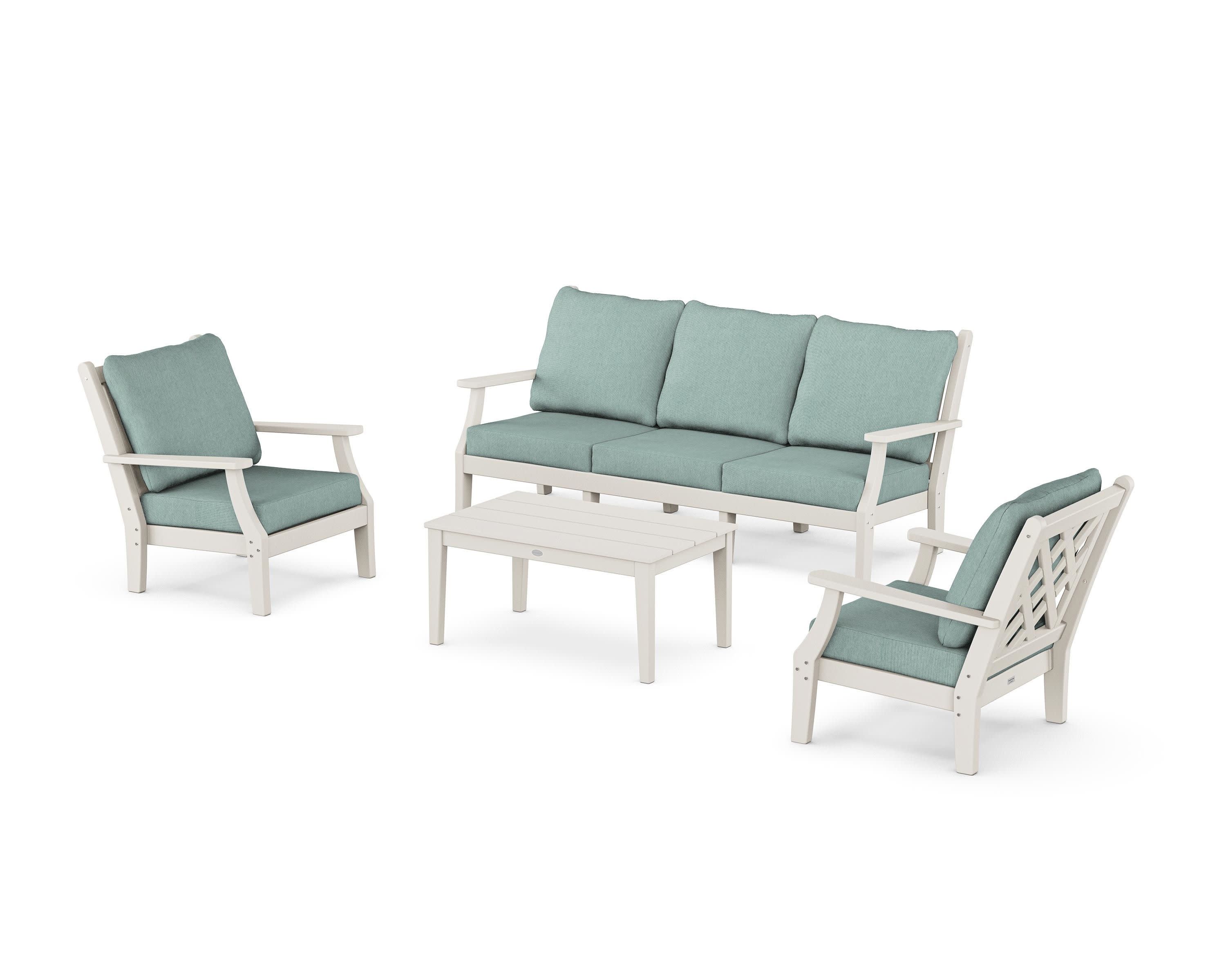 Wovendale 4-Piece Deep Seating Set with Sofa in Sand / Glacier Spa