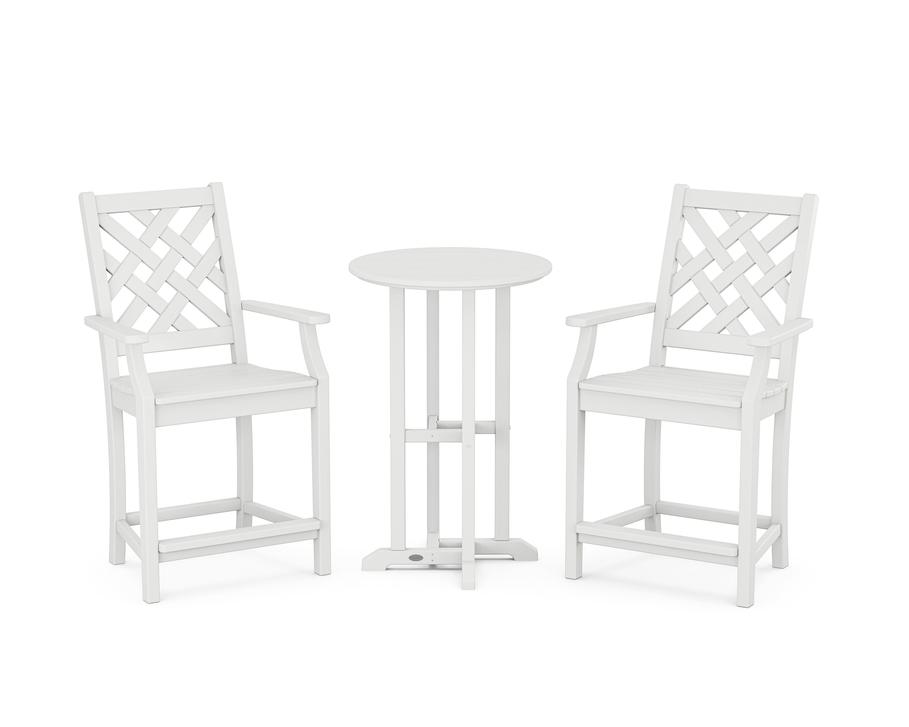 Wovendale 3-Piece Farmhouse Bistro Counter Set in White