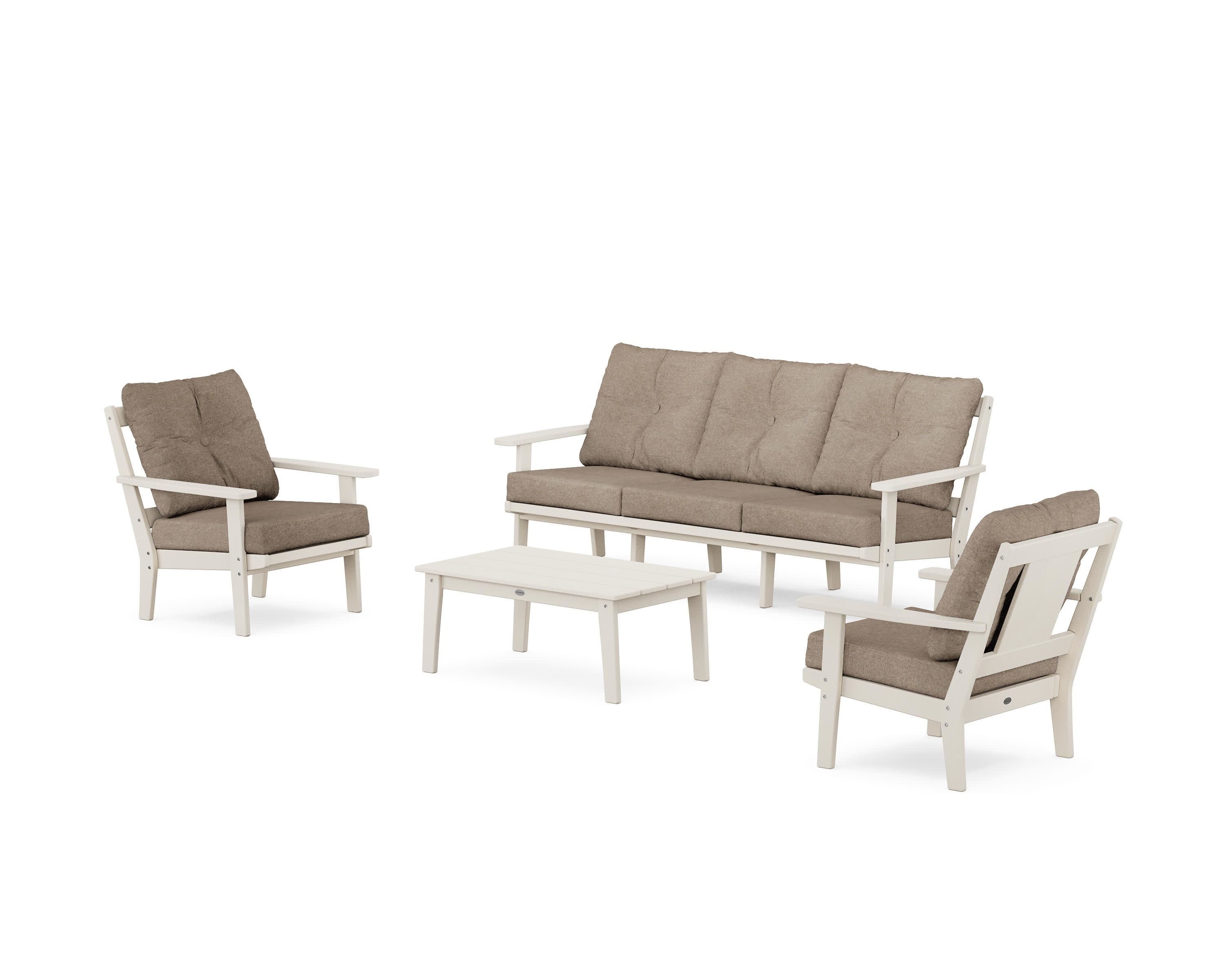 Prairie 4-Piece Deep Seating Set with Sofa in Sand / Spiced Burlap
