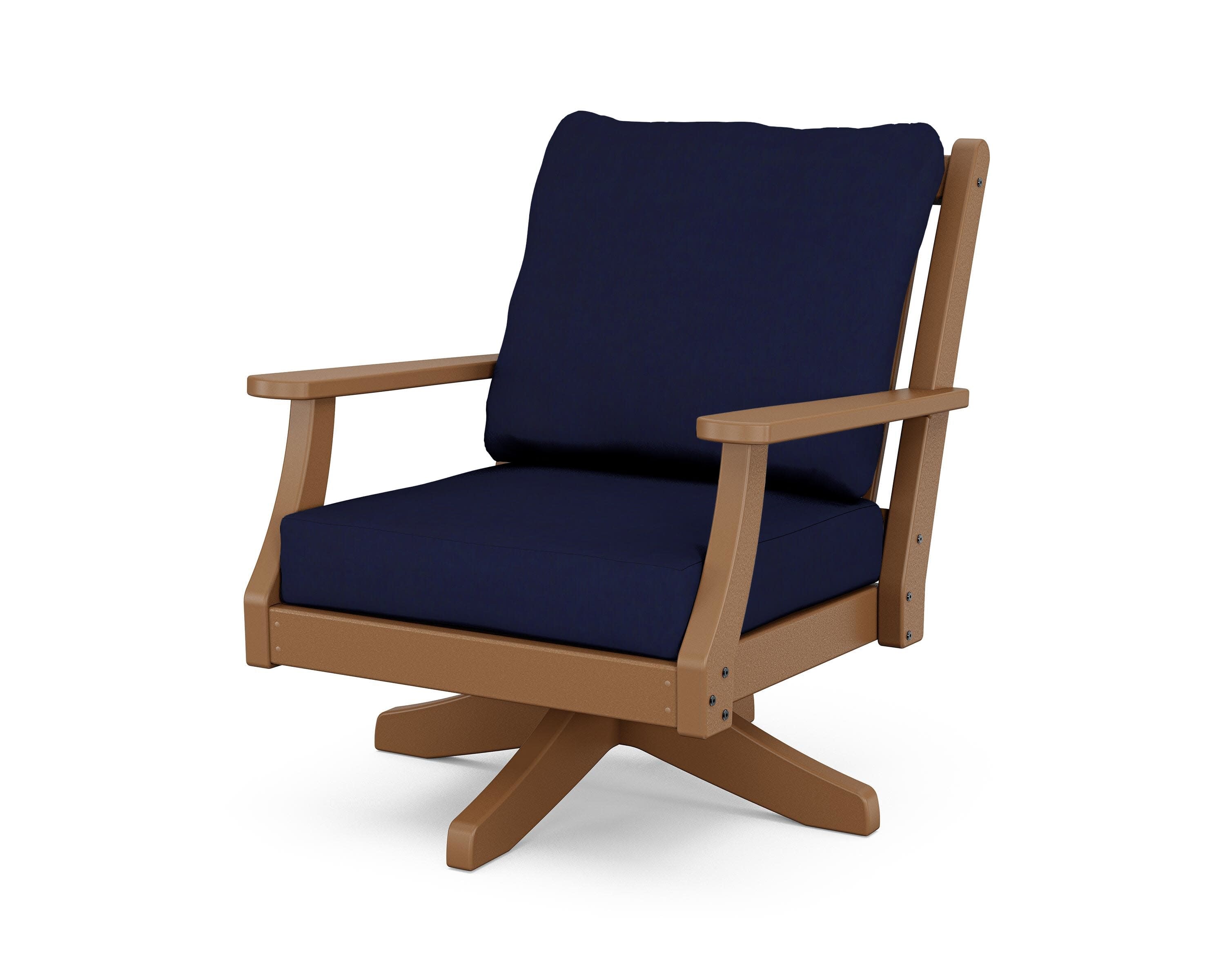 Wovendale Deep Seating Swivel Chair in Teak / Navy
