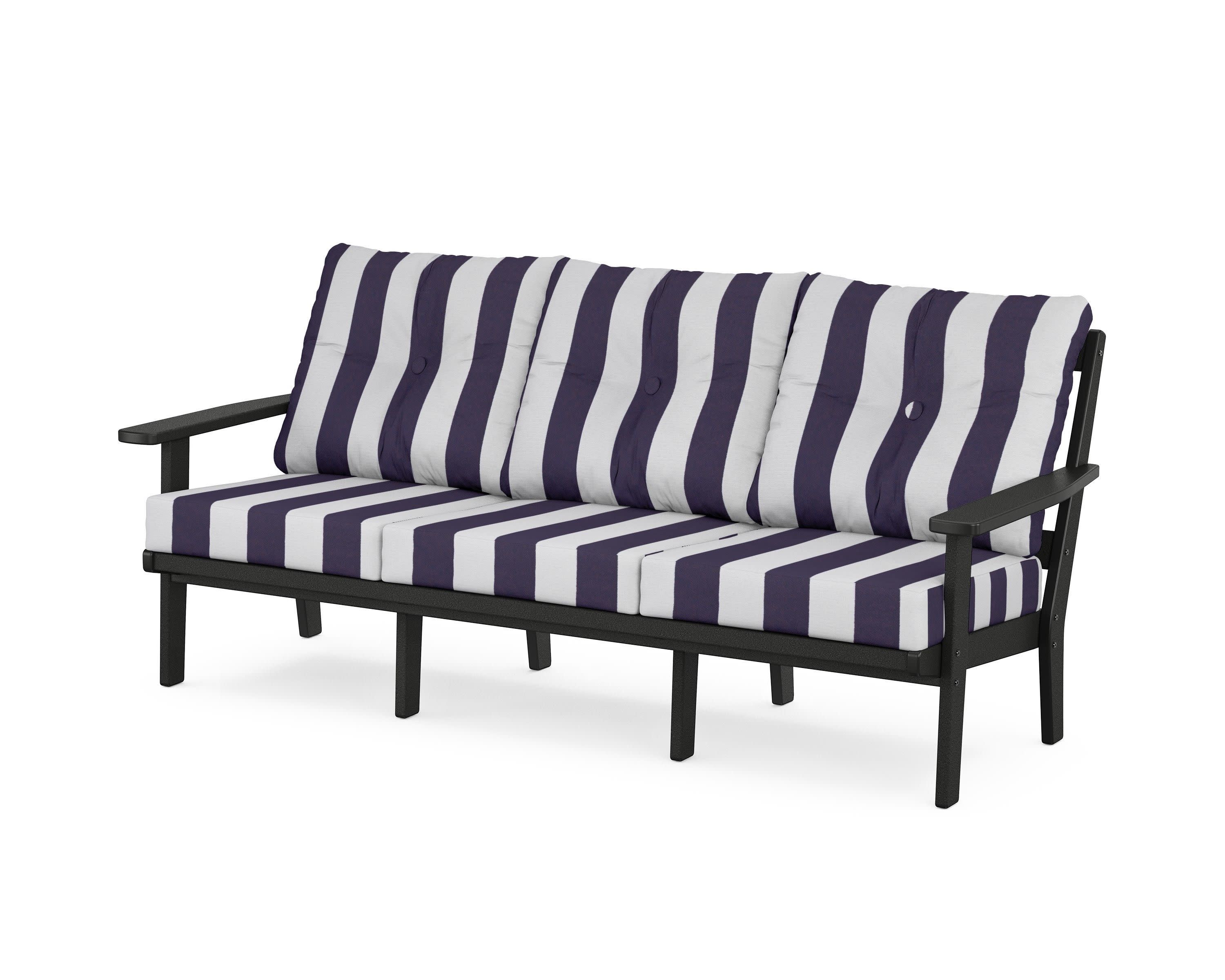 PrairieDeep Seating Sofa in Black / Cabana Stripe Navy