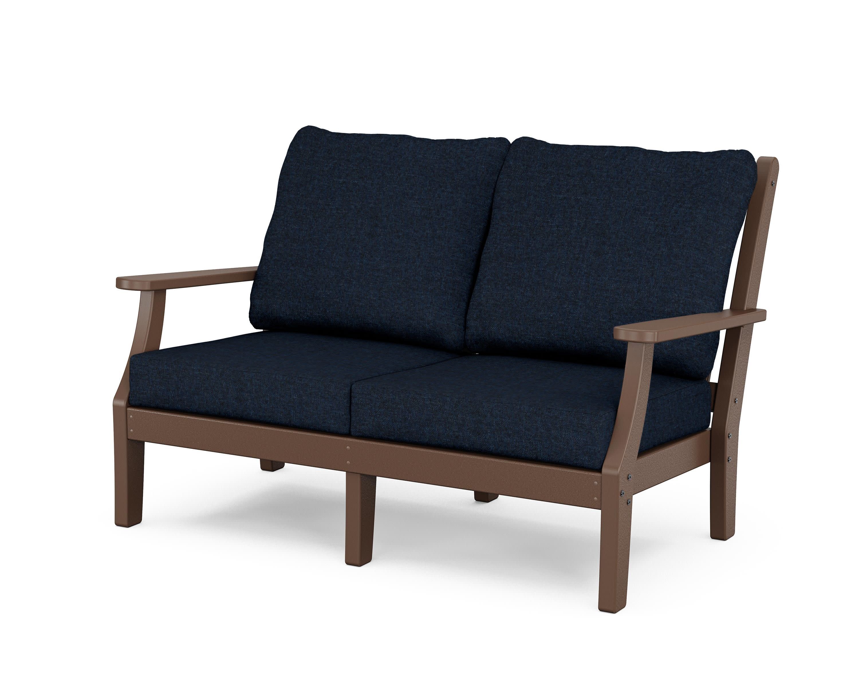 Wovendale Deep Seating Loveseat in Mahogany / Marine Indigo