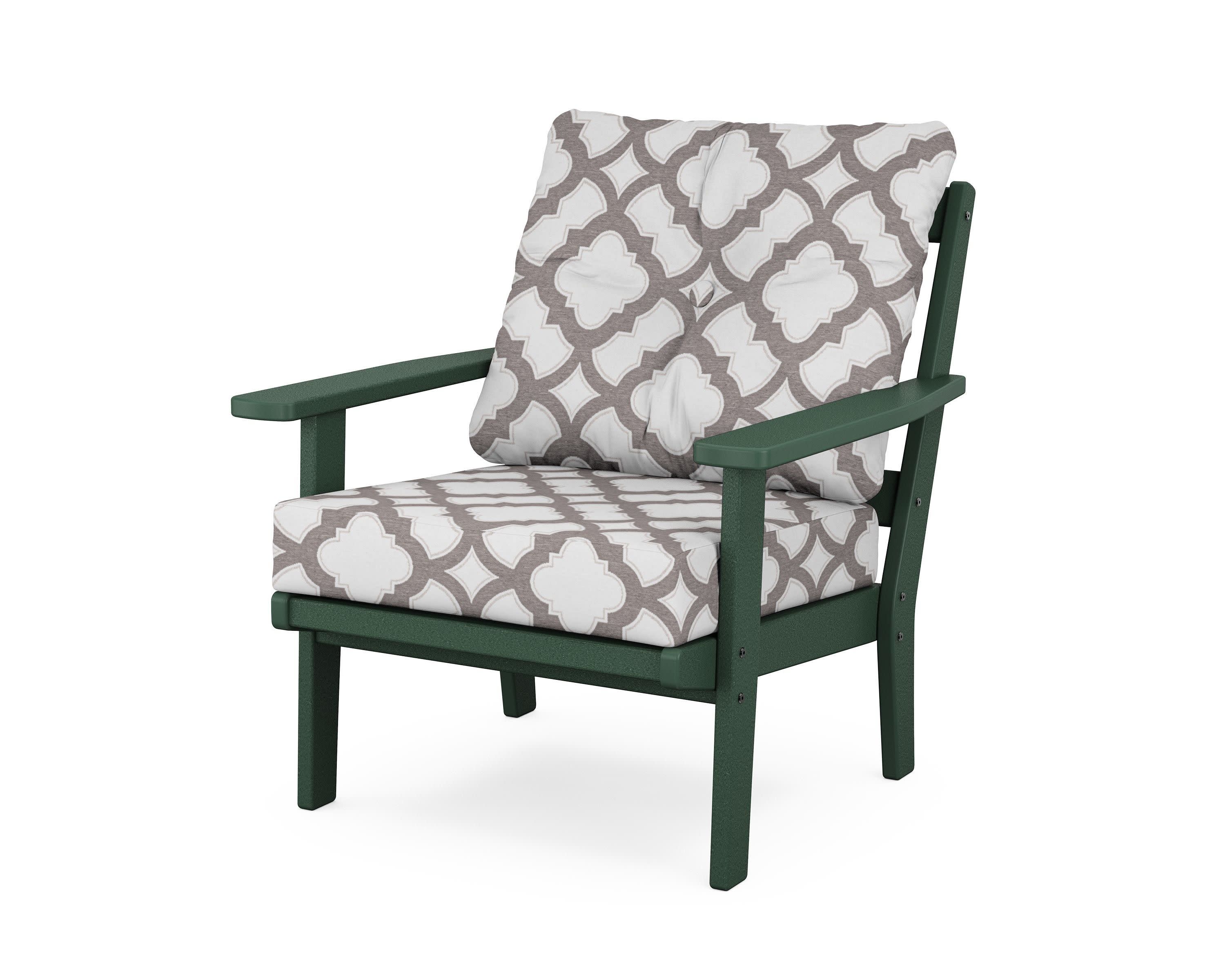Prairie Deep Seating Chair in Green / Trellis Grey Mist