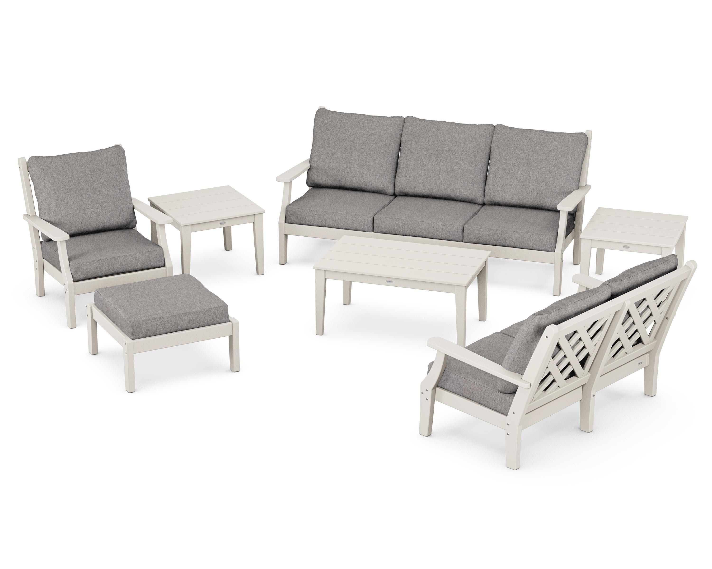 Wovendale 7-Piece Deep Seating Set in Sand / Grey Mist