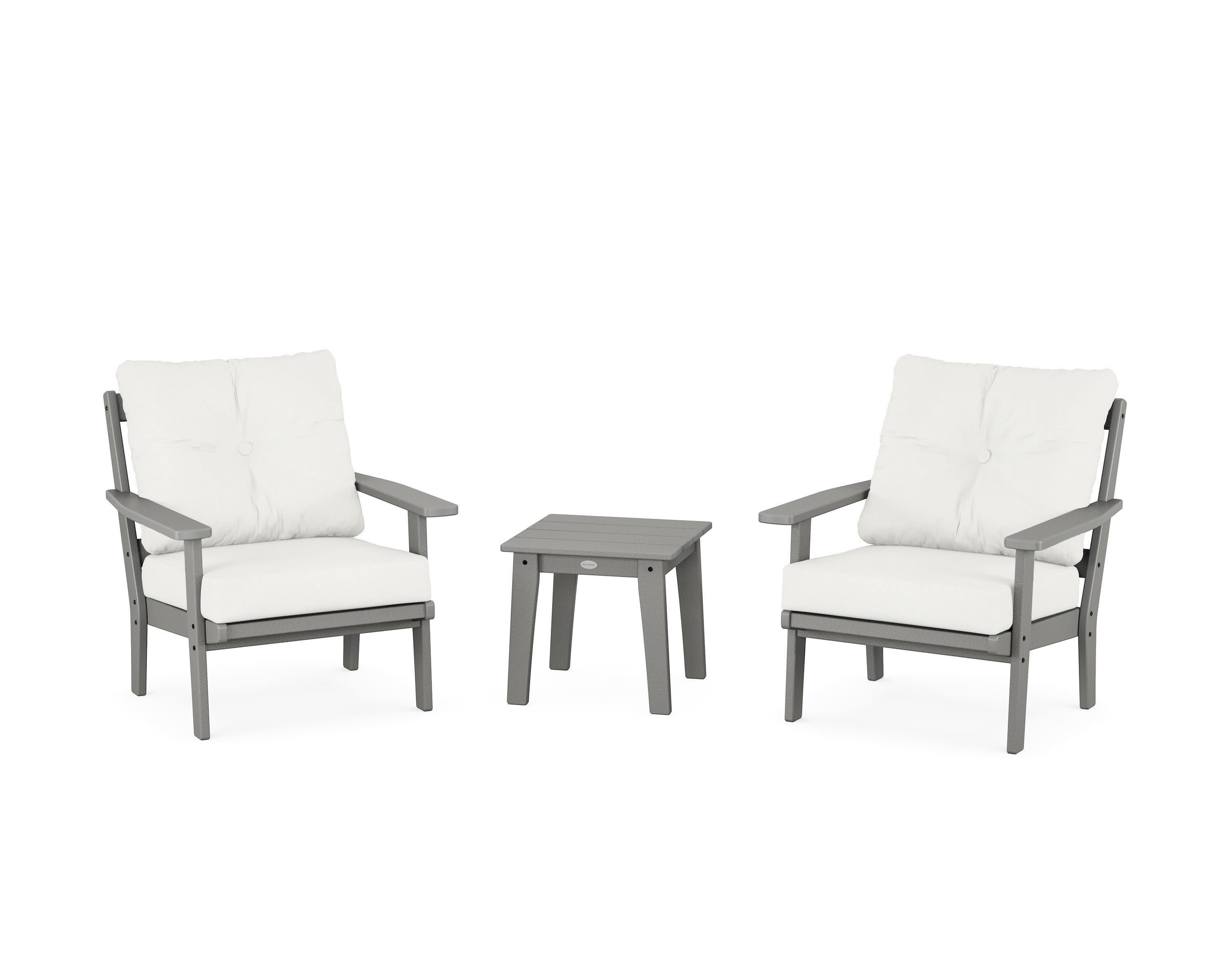Prairie 3-Piece Deep Seating Set in Slate Grey / Natural Linen