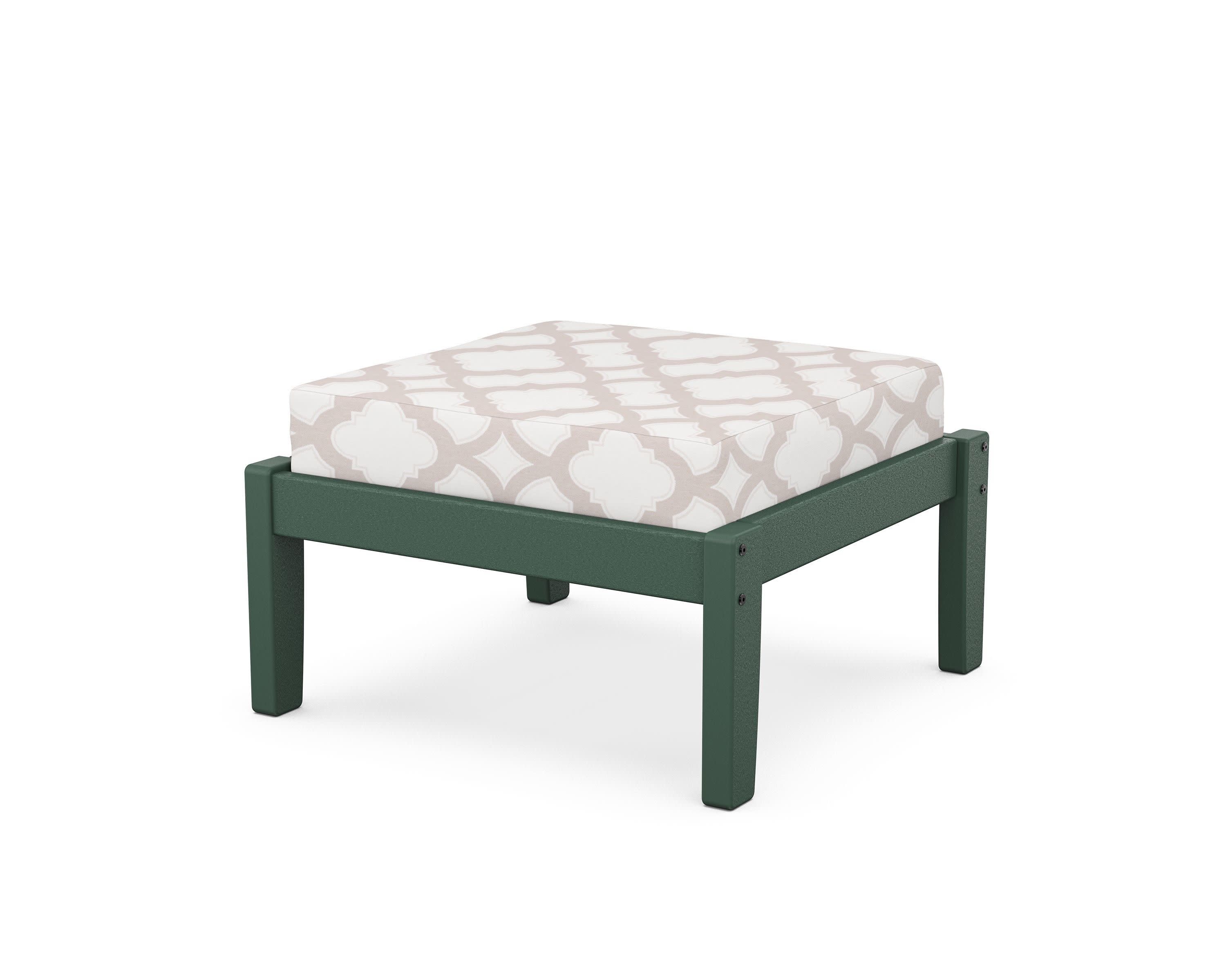 Deep Seating Ottoman in Green / Trellis Dune Burlap