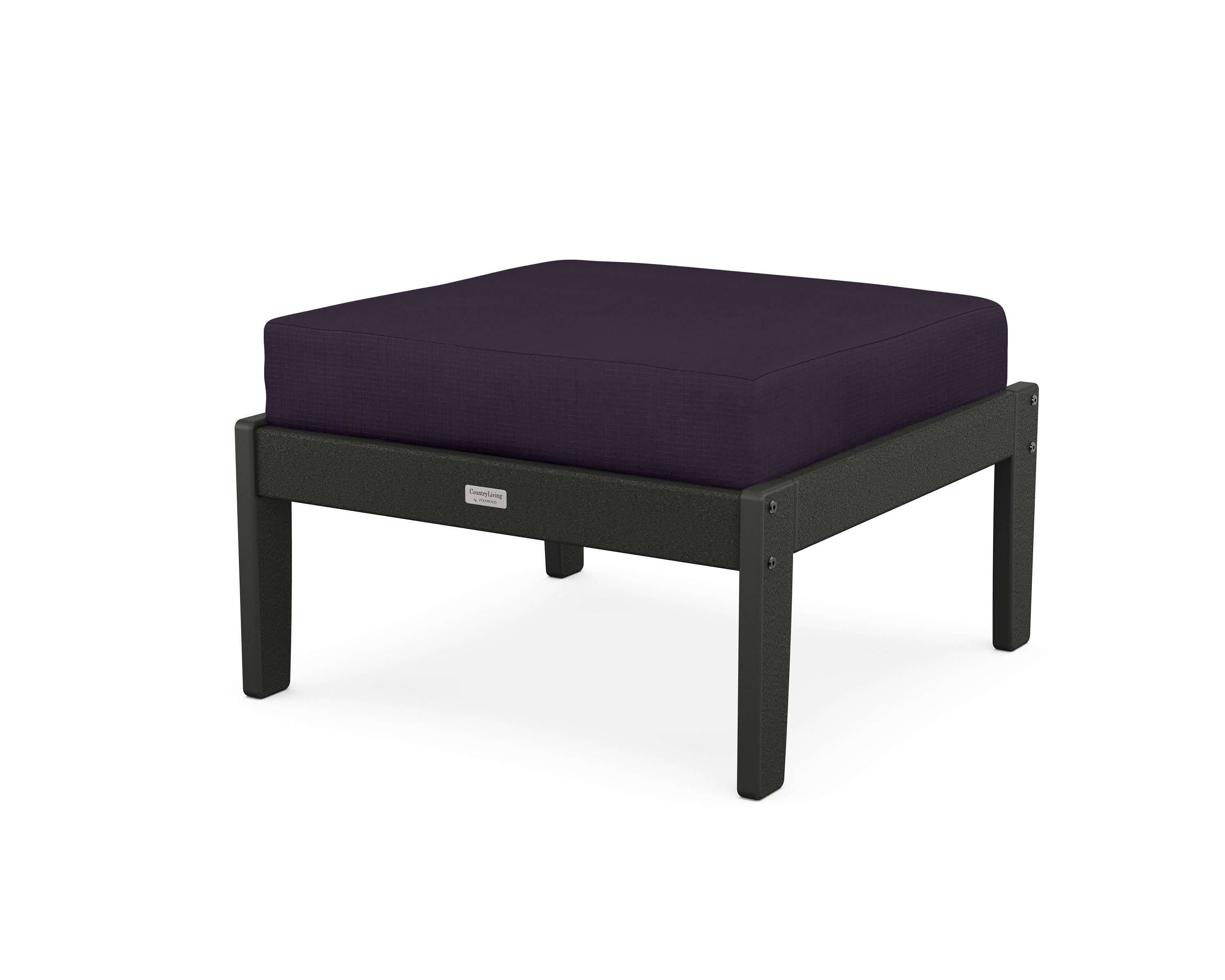 Cottage Deep Seating Ottoman in Black / Navy Linen
