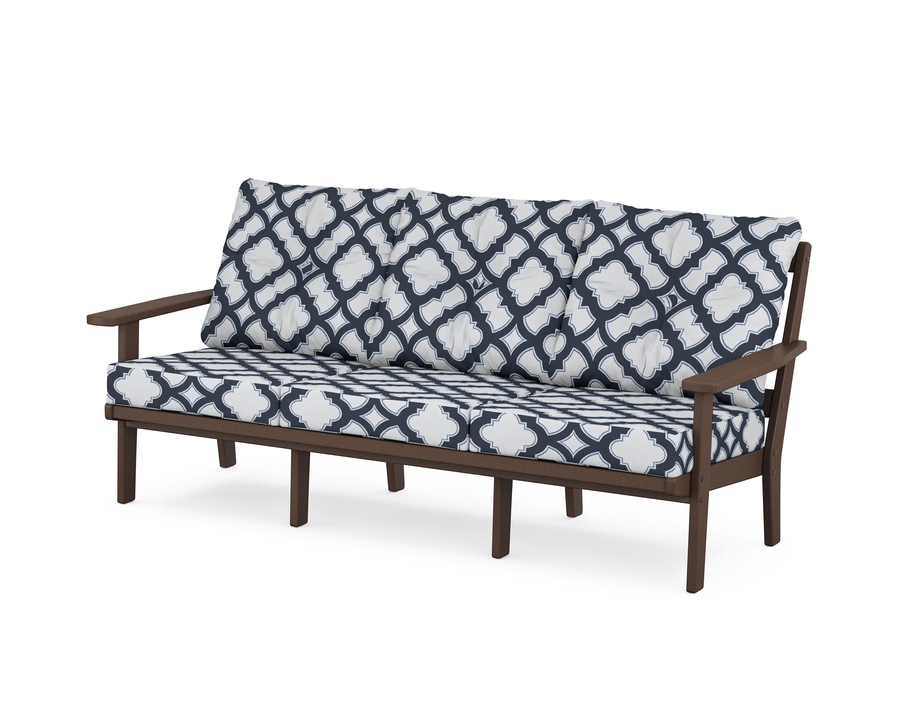 PrairieDeep Seating Sofa in Mahogany / Trellis Marine Indigo