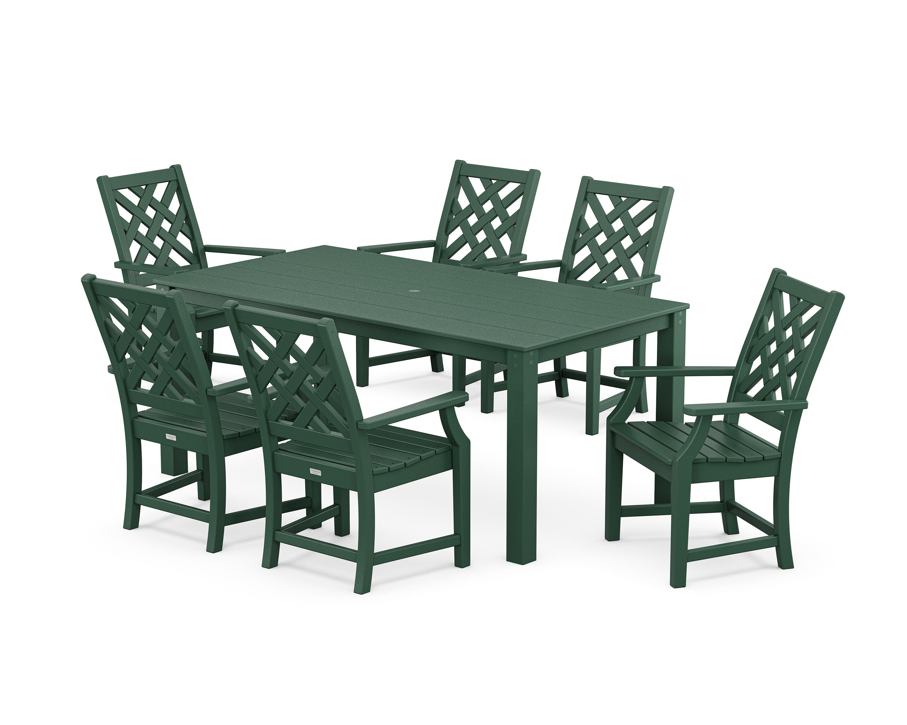 Wovendale Arm Chair 7-Piece Parsons Dining Set in Green