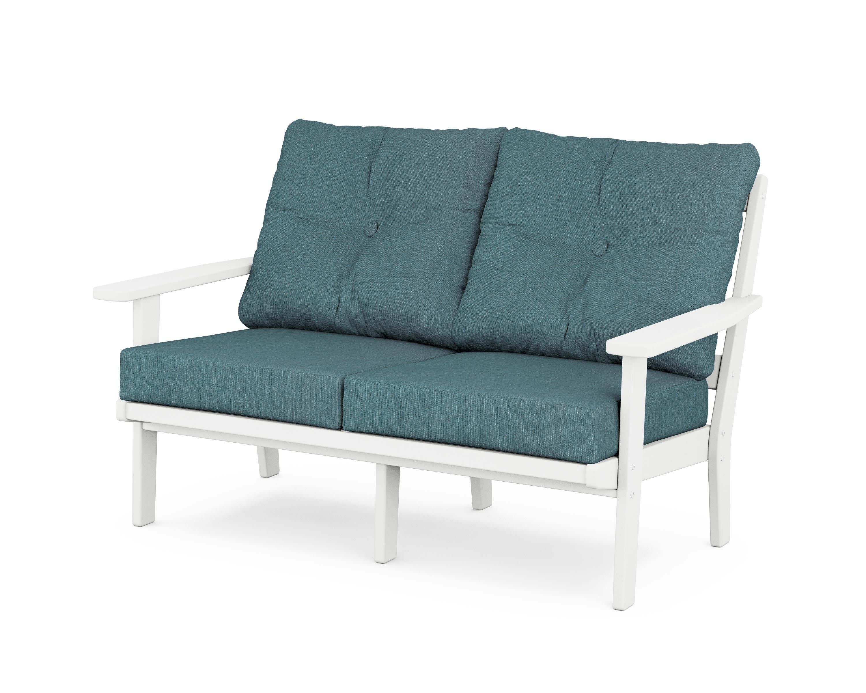 Prairie Deep SeatingLoveseat in White / Ocean Teal