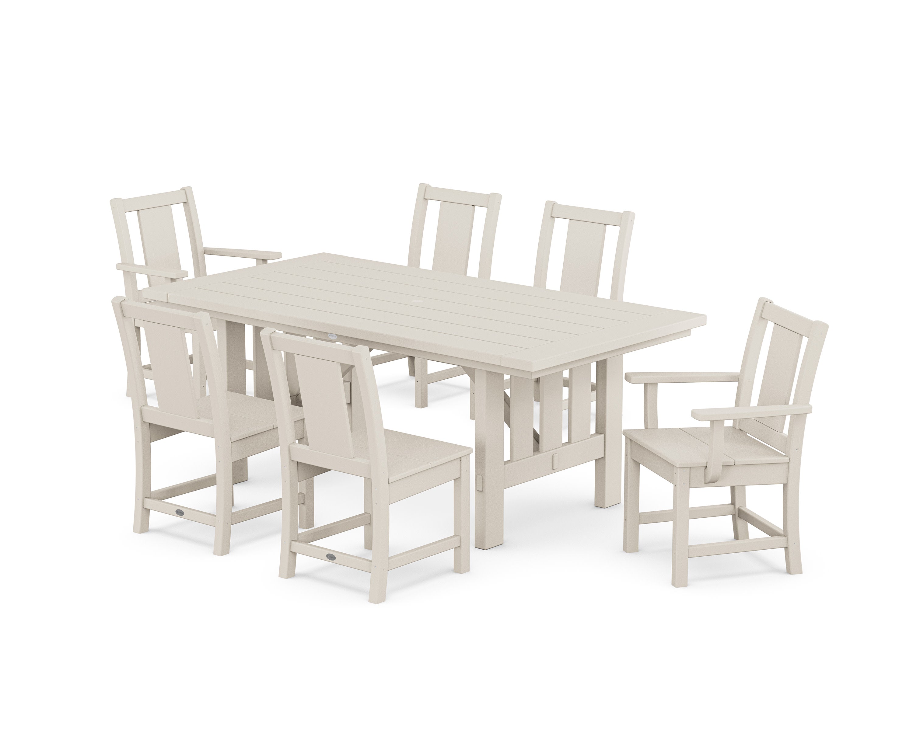 Prairie 7-Piece Dining Set with Mission Table in Sand