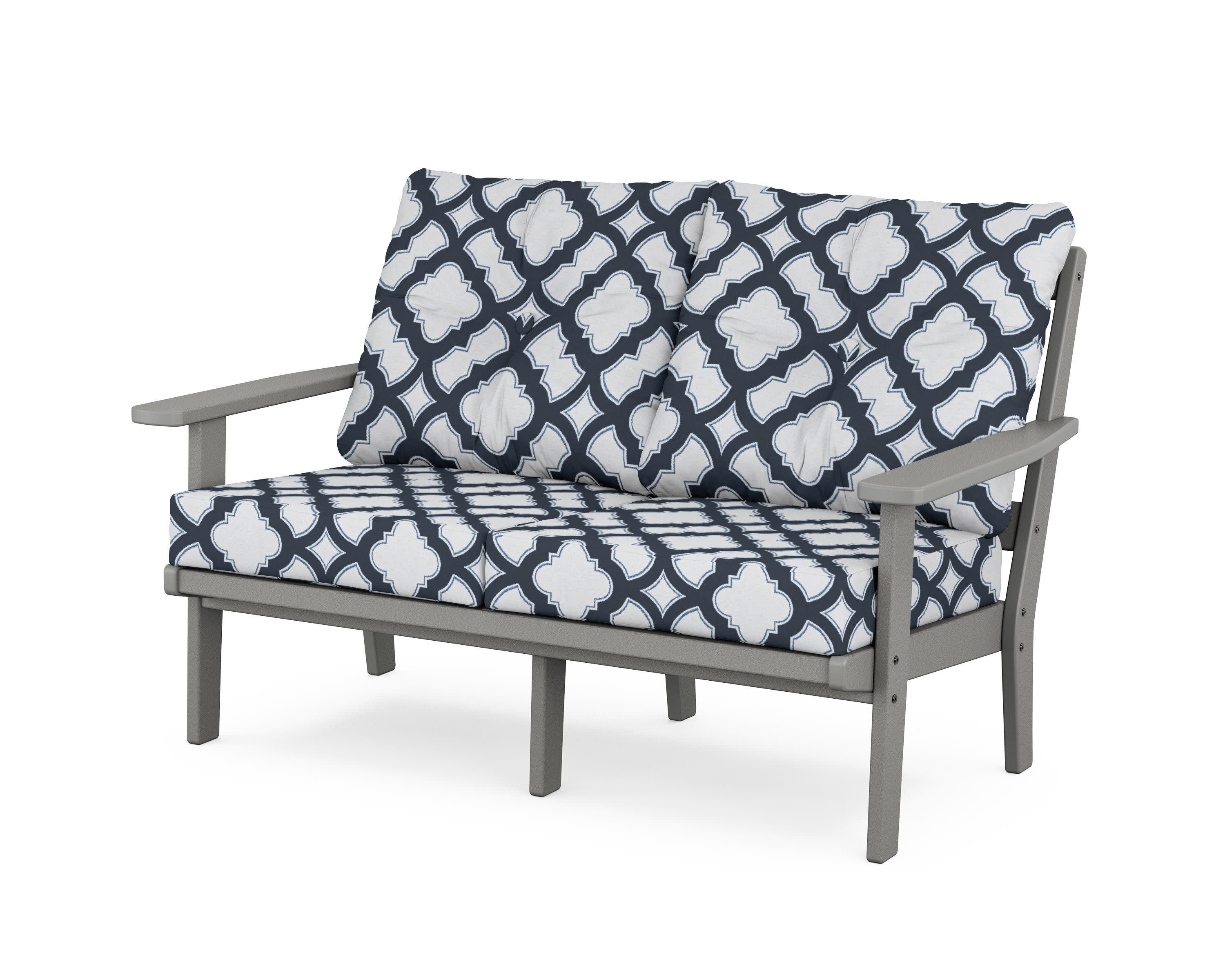 Prairie Deep SeatingLoveseat in Slate Grey / Trellis Marine Indigo