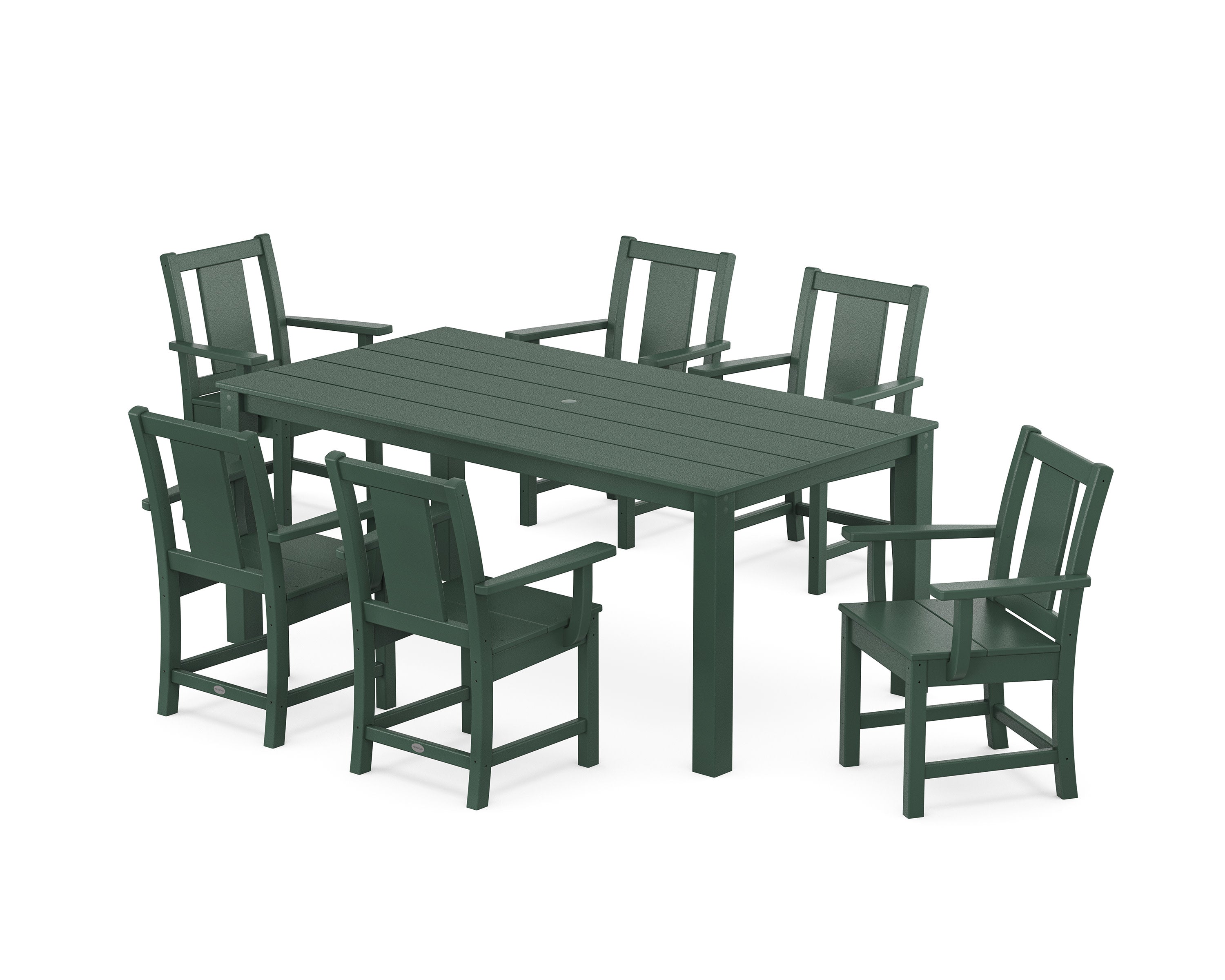 Prairie Arm Chair 7-Piece Parsons Dining Set in Green