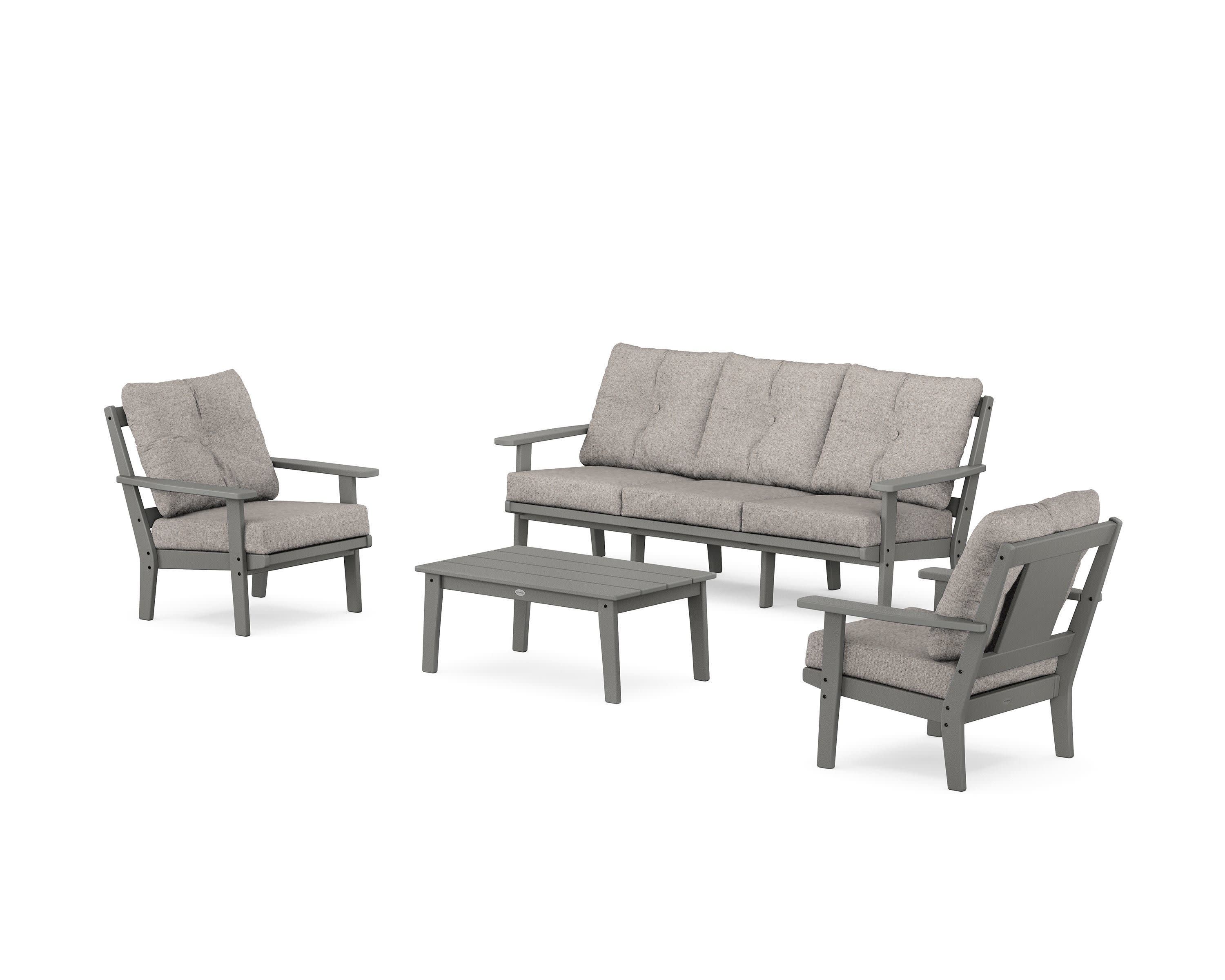 Prairie 4-Piece Deep Seating Set with Sofa in Slate Grey / Weathered Tweed