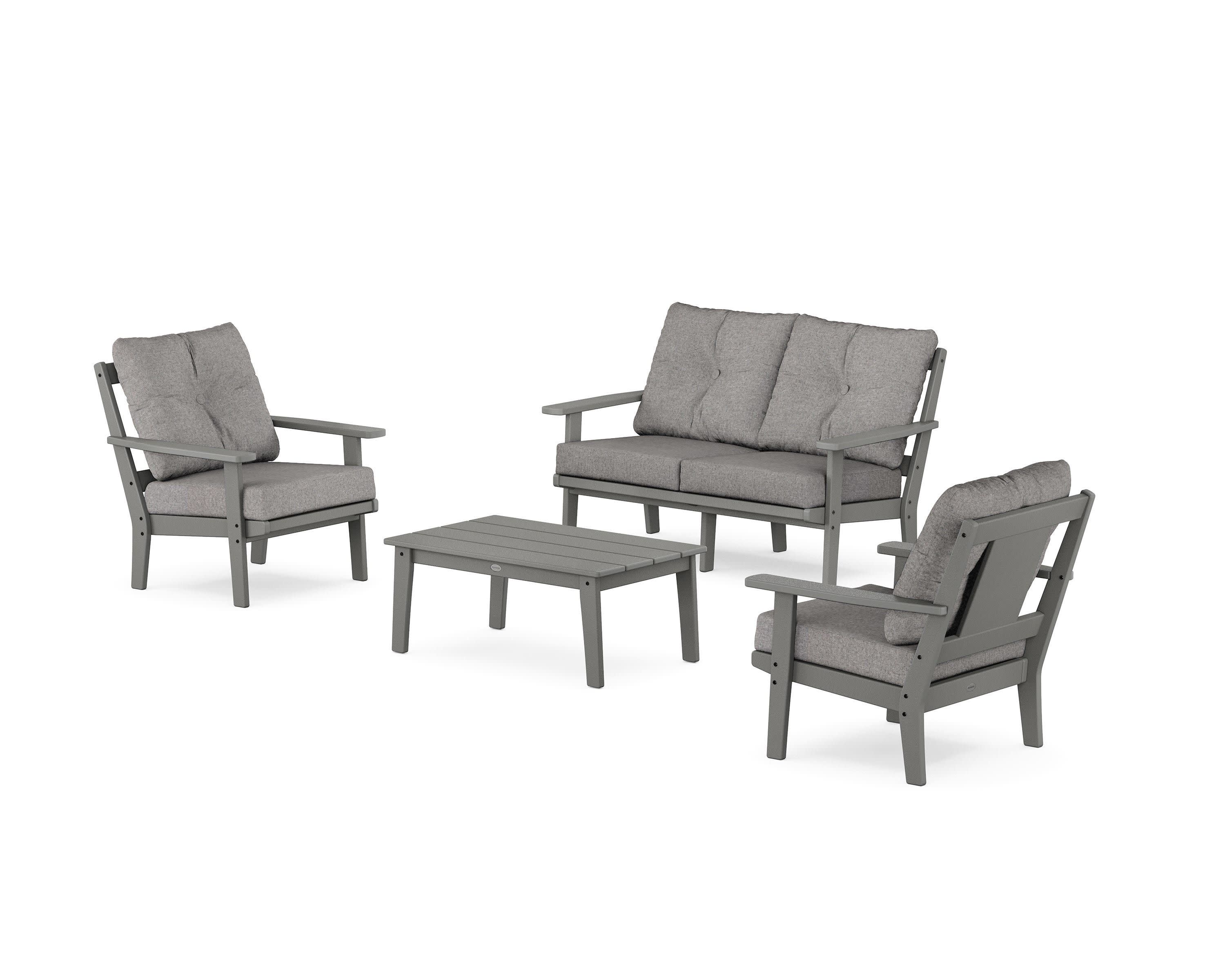 Prairie 4-Piece Deep Seating Set with Loveseat in Slate Grey / Grey Mist
