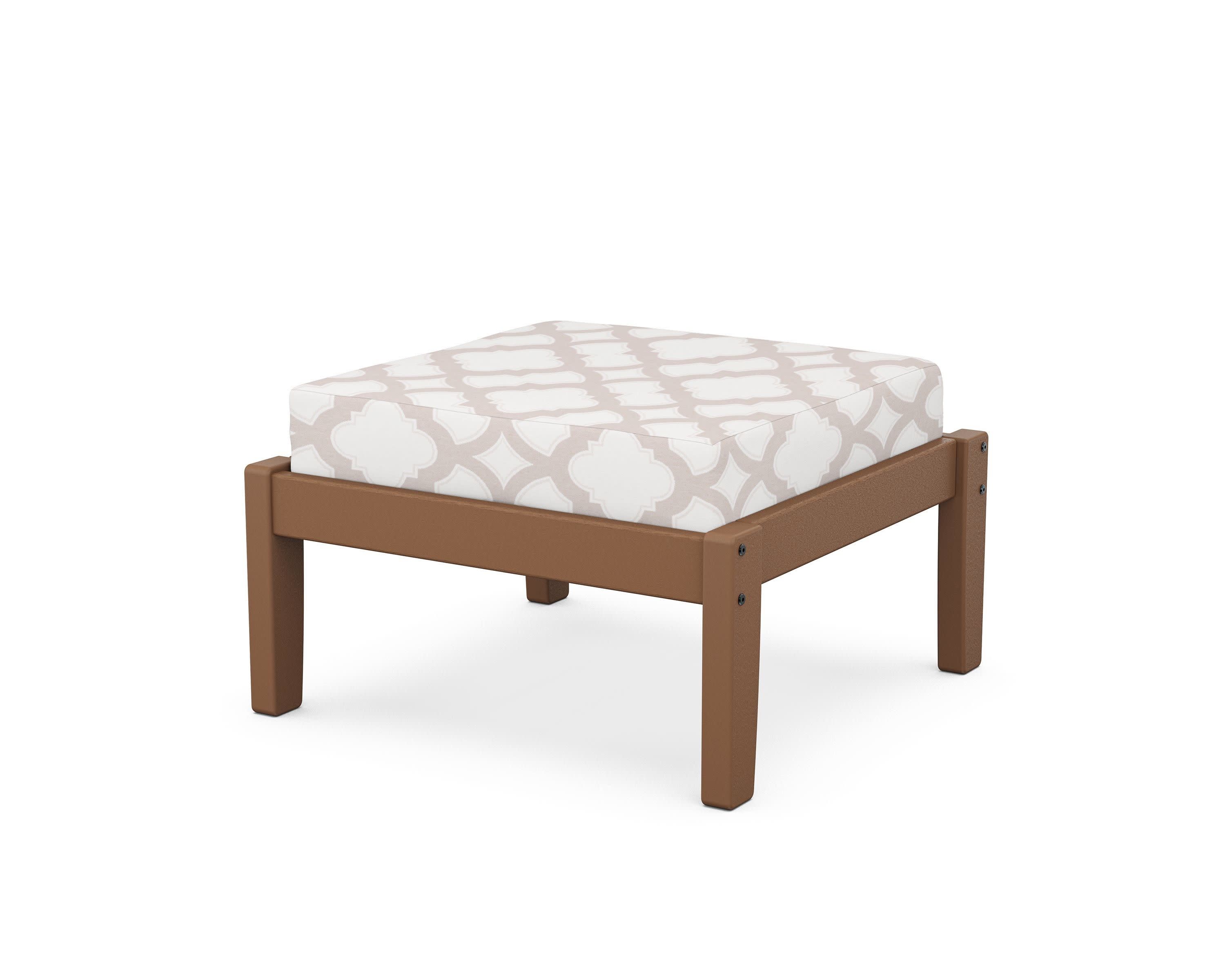 Deep Seating Ottoman in Teak / Trellis Dune Burlap