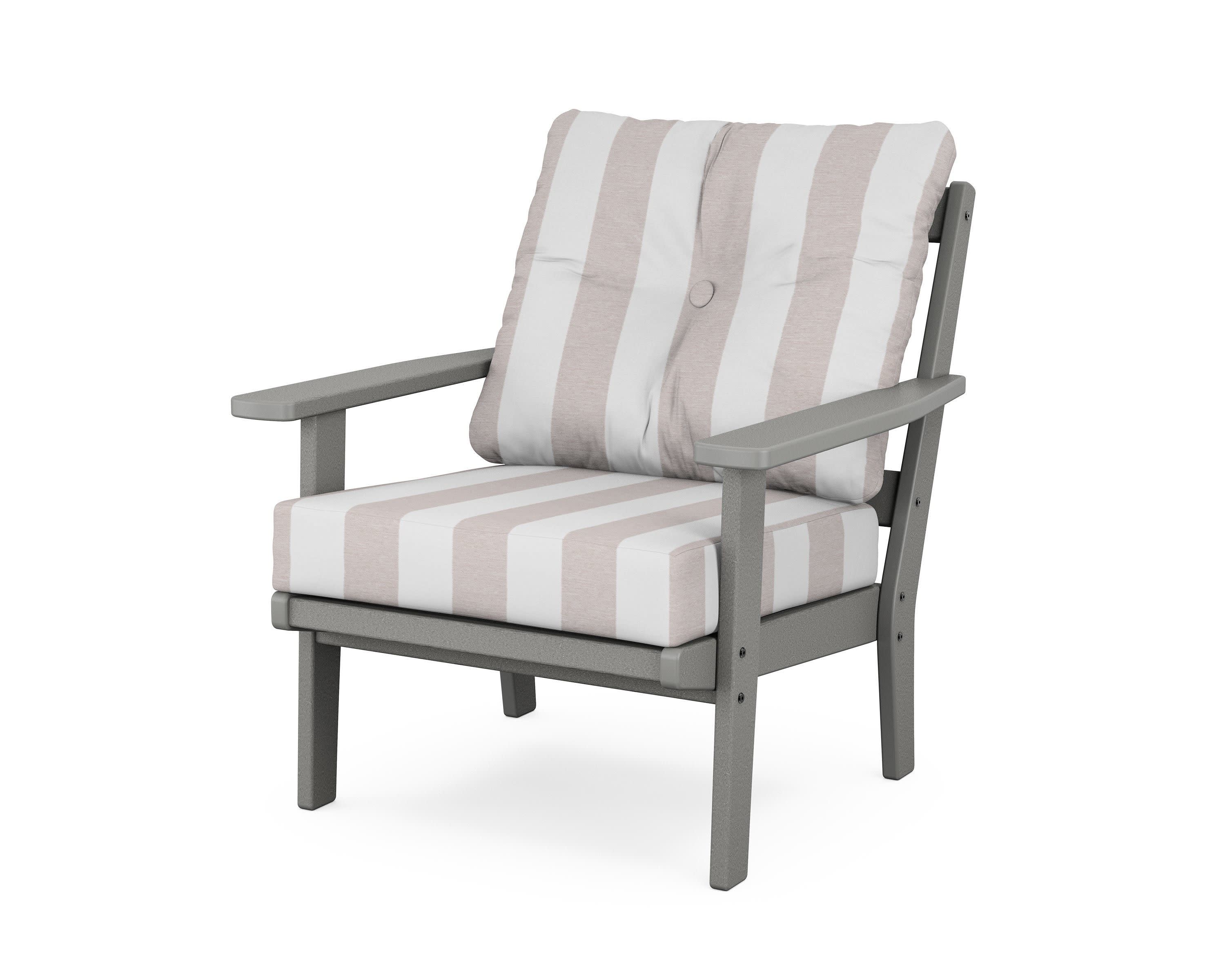 Prairie Deep Seating Chair in Slate Grey / Cabana Stripe Dune Burlap