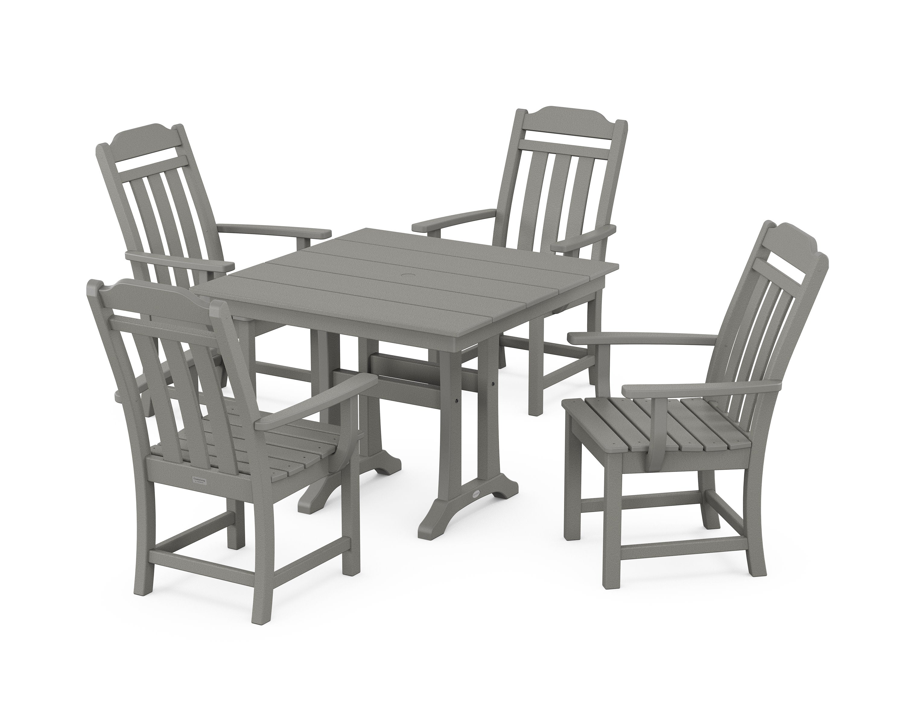 Cottage 5-Piece Farmhouse Dining Set with Trestle Legs in Slate Grey