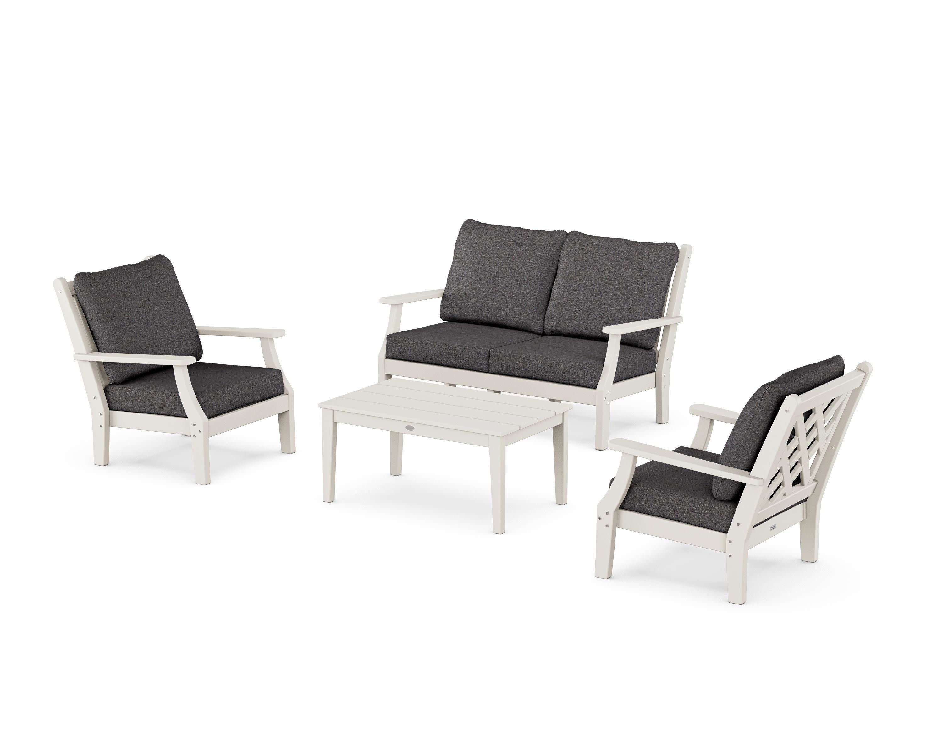 Wovendale 4-Piece Deep Seating Set with Loveseat in Sand / Ash Charcoal